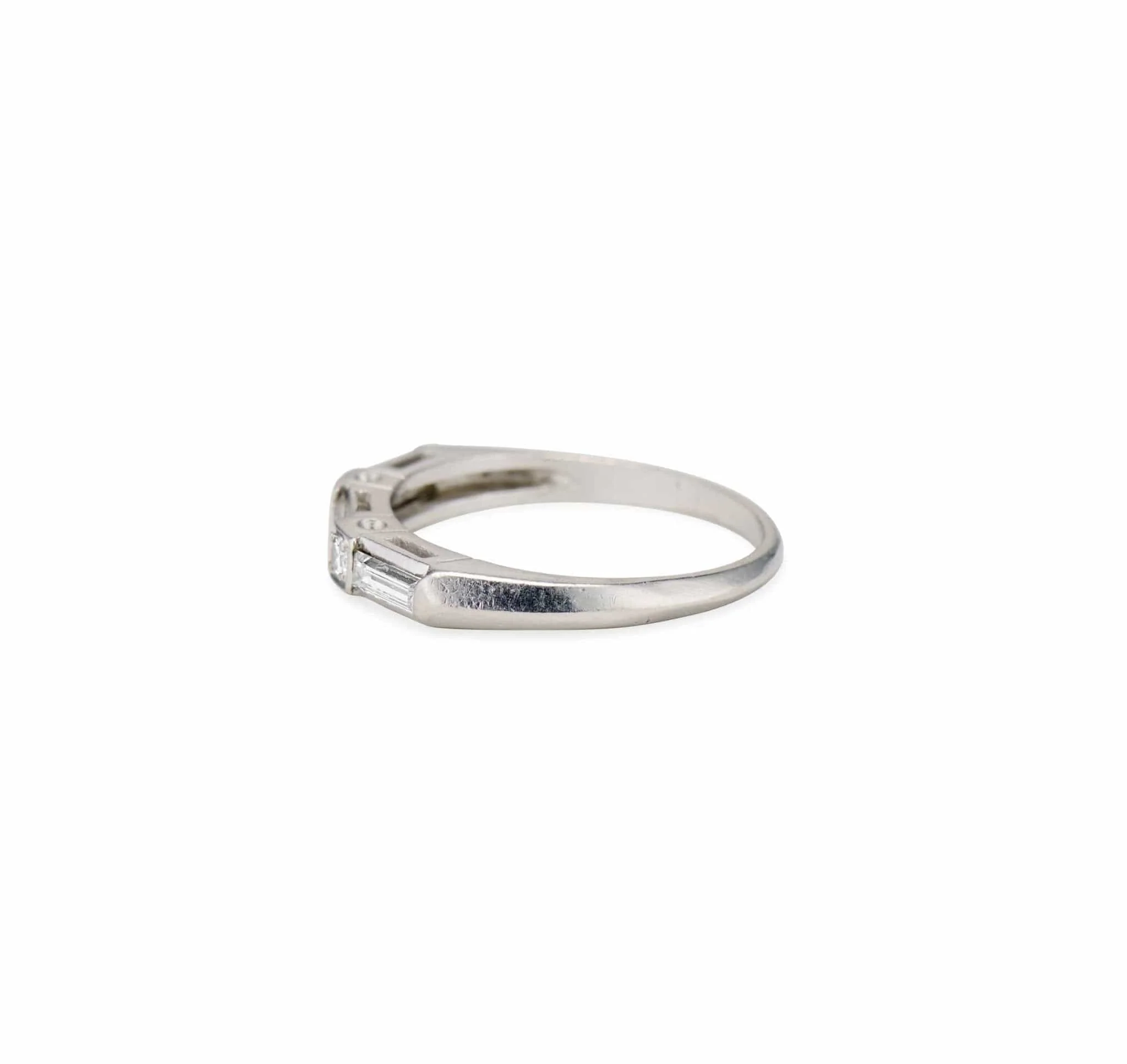 Mid-Century Baguette and Transitional Cut Diamond Half Band - Image 3