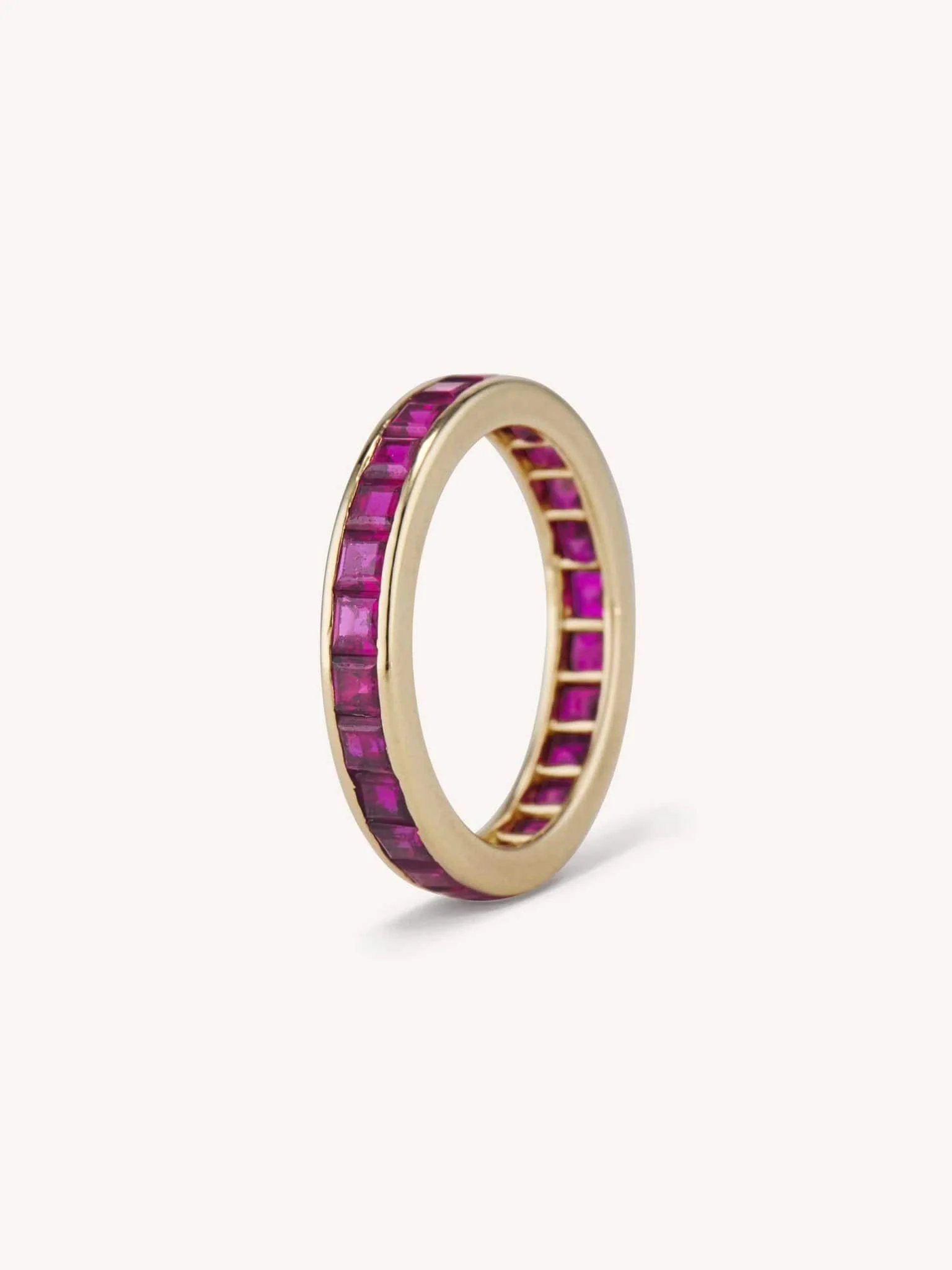 Mid Century Carré Cut Ruby Eternity Band - Image 3
