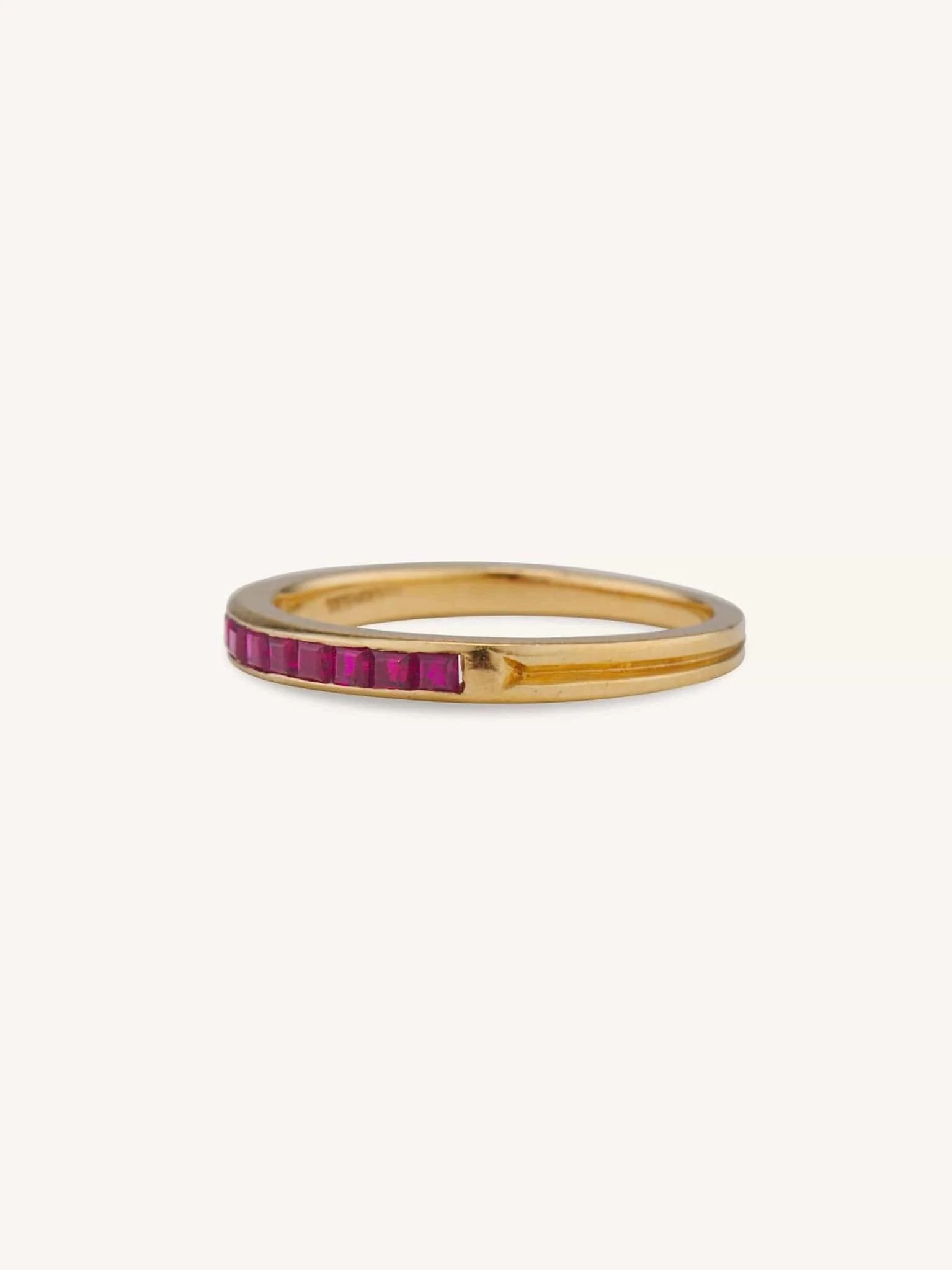 Mid Century Carré Cut Ruby Half Band - Image 2