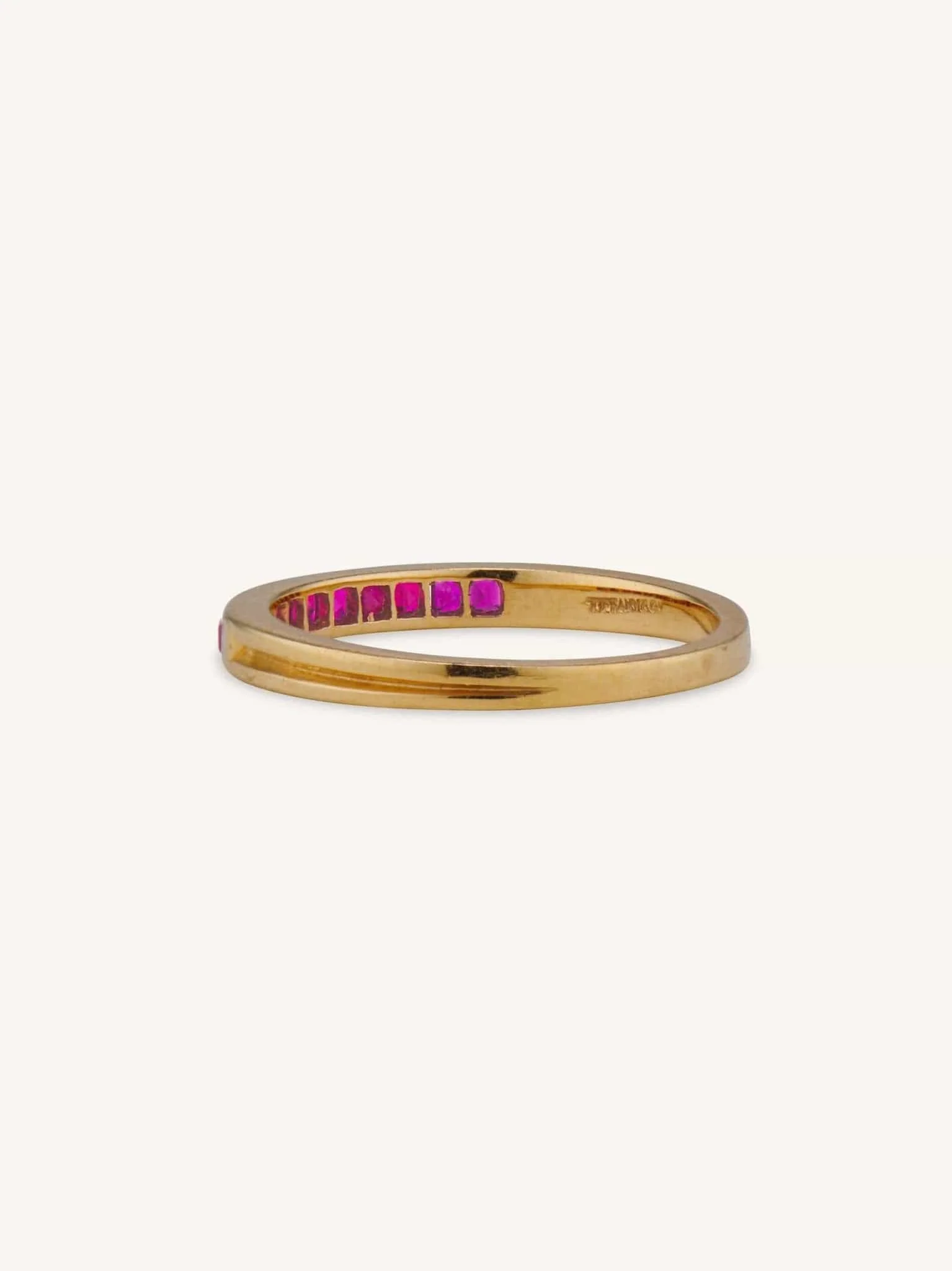 Mid Century Carré Cut Ruby Half Band - Image 3
