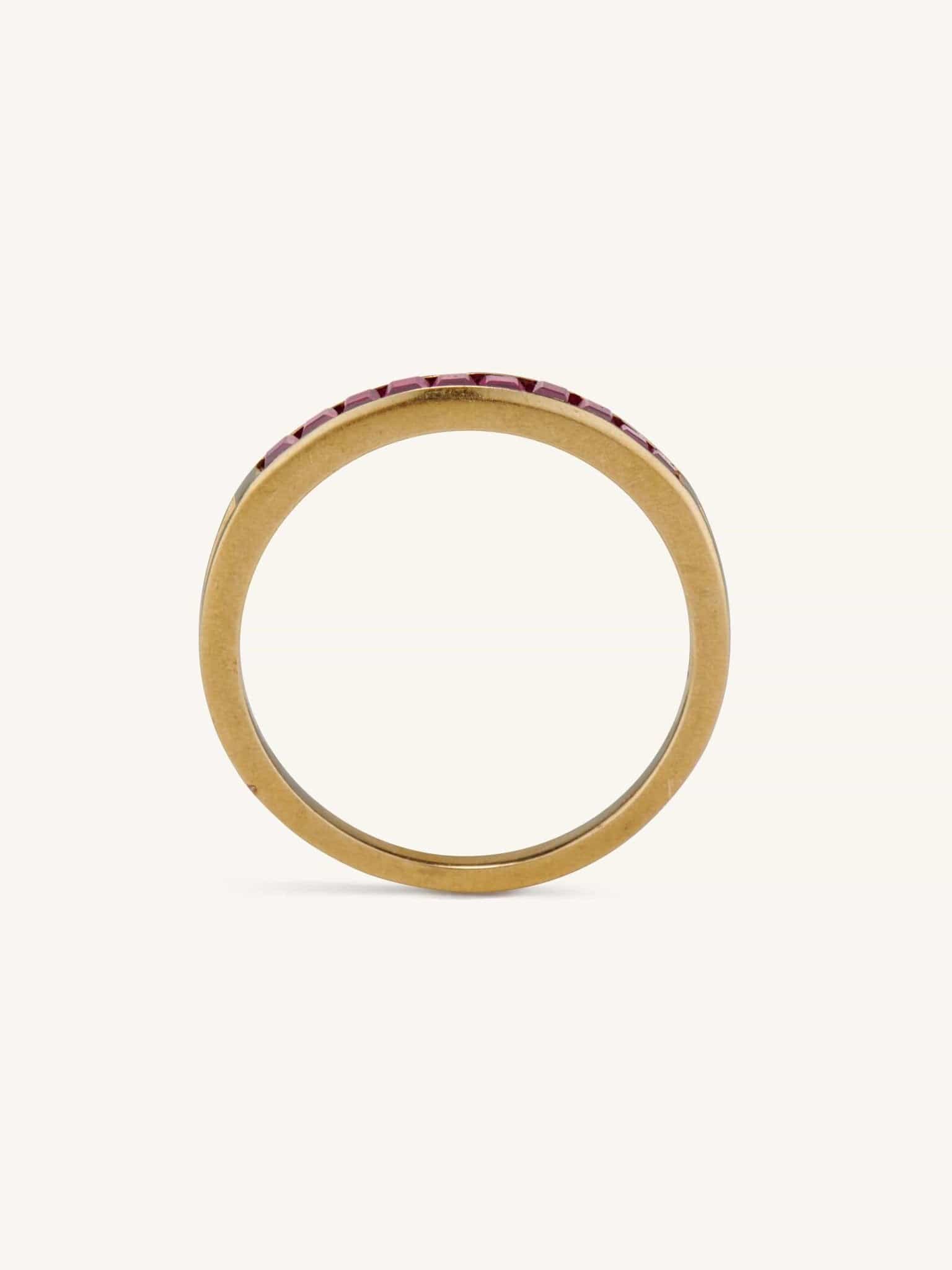 Mid Century Carré Cut Ruby Half Band - Image 4