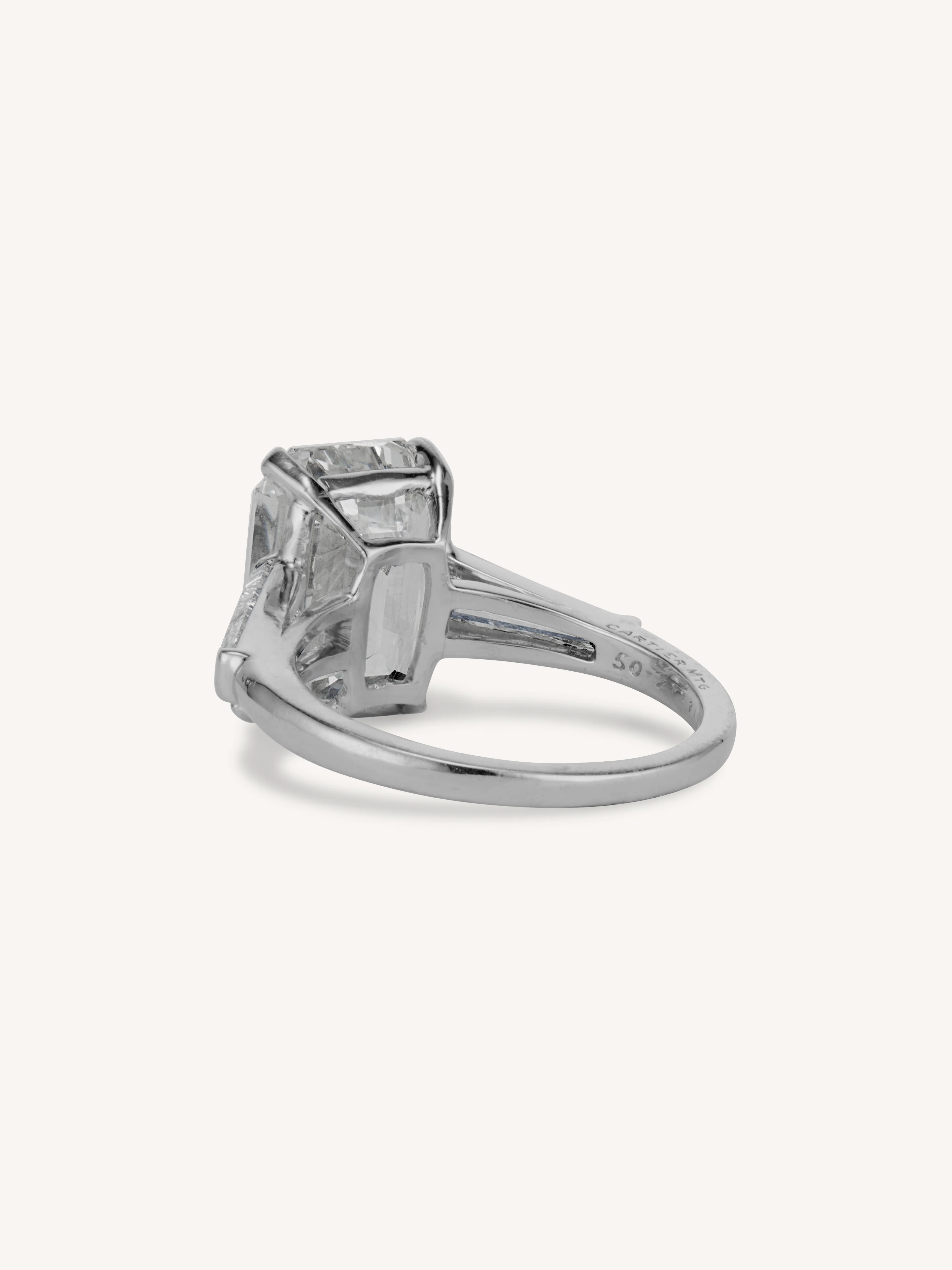 Cartier Midcentury 4.63 Carat Emerald Cut Diamond Vintage Engagement Ring - Image 5