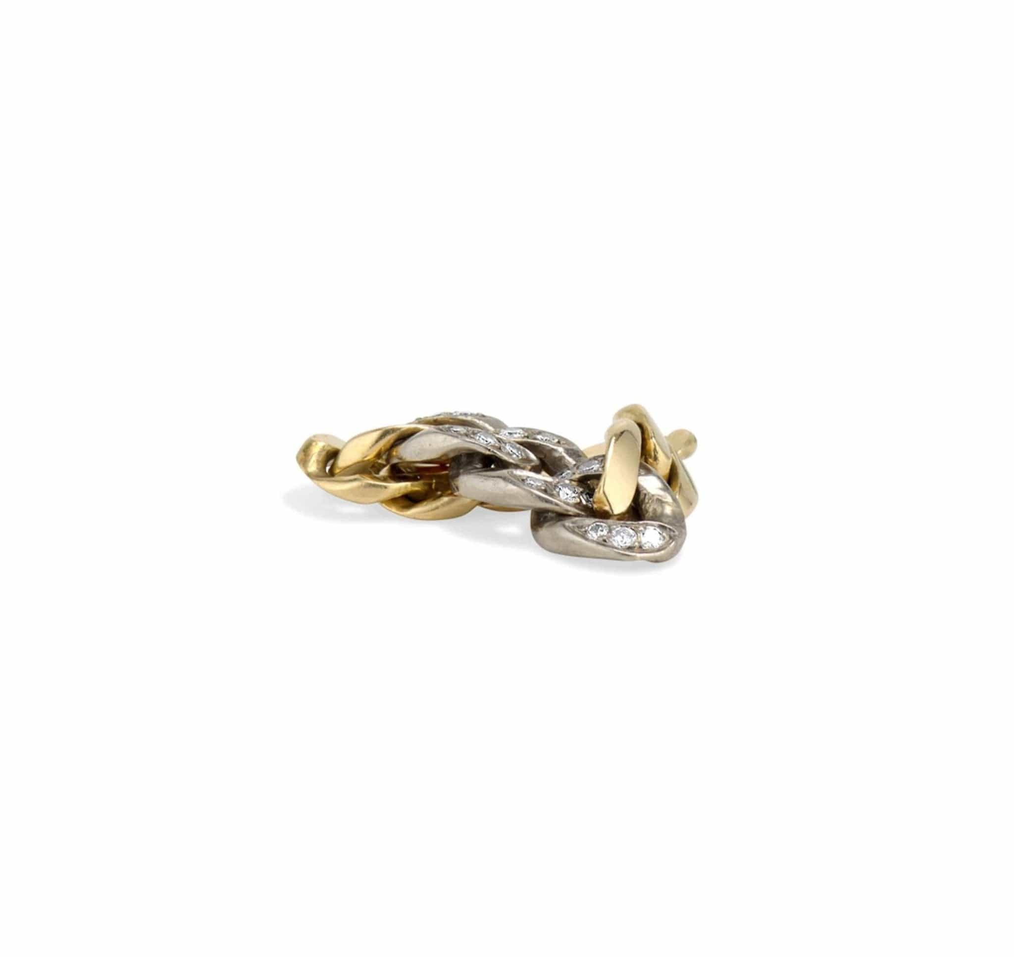 1970s Diamond & Bi-Color Gold Curb Link Chain Ring - Image 4