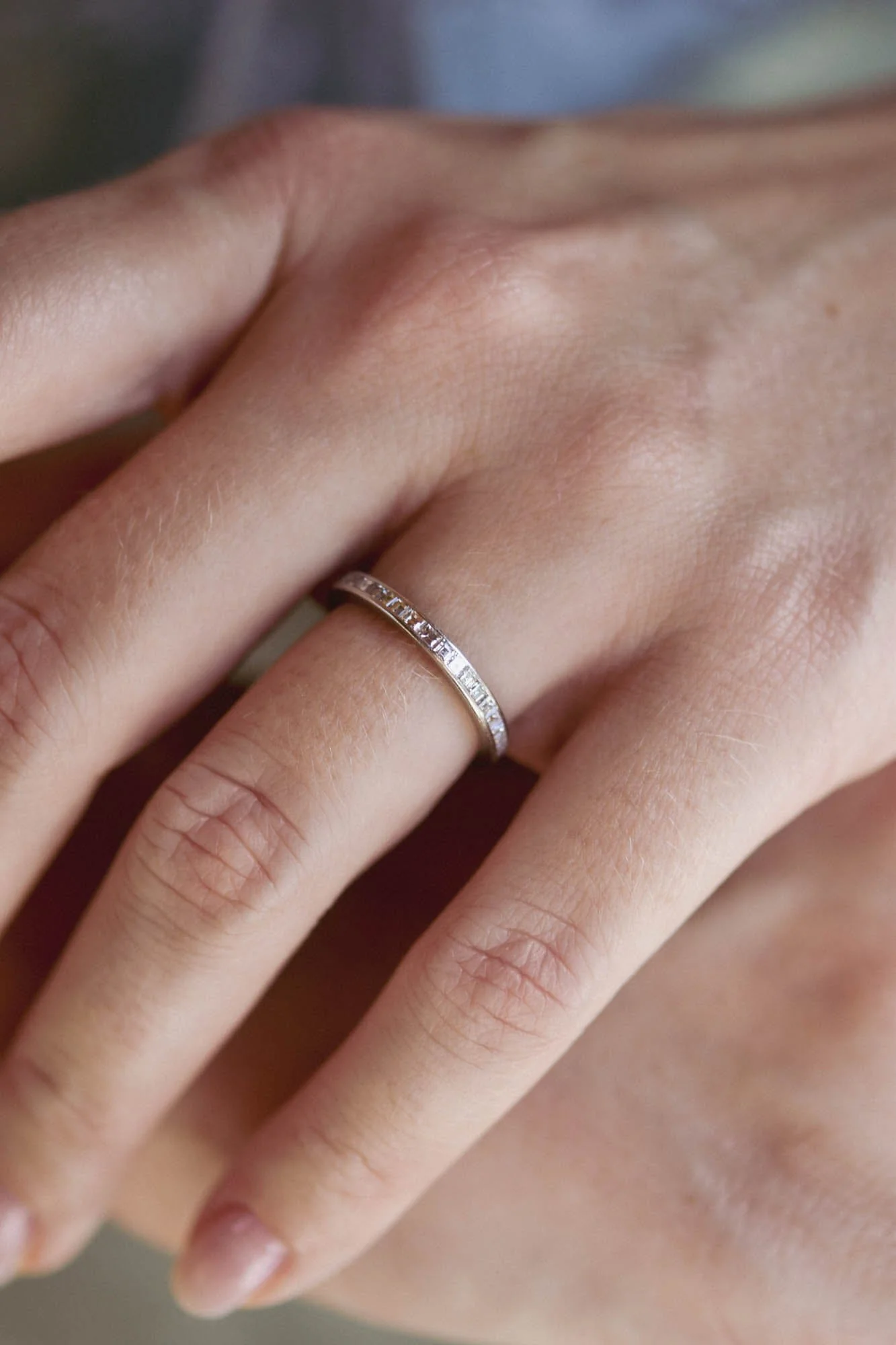 Tiffany & Co. Mid-Century Diamond Carré Cut Platinum Vintage Eternity Band - Size 6 - Image 2