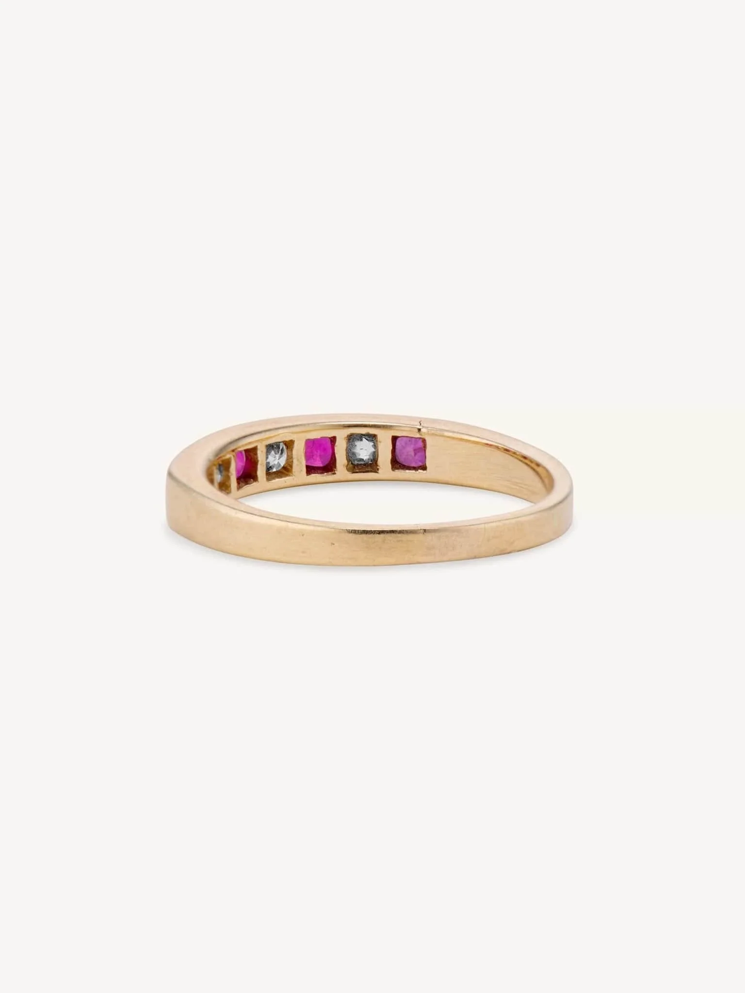 Midcentury Ruby & Diamond Half Band Size 7 - Image 4