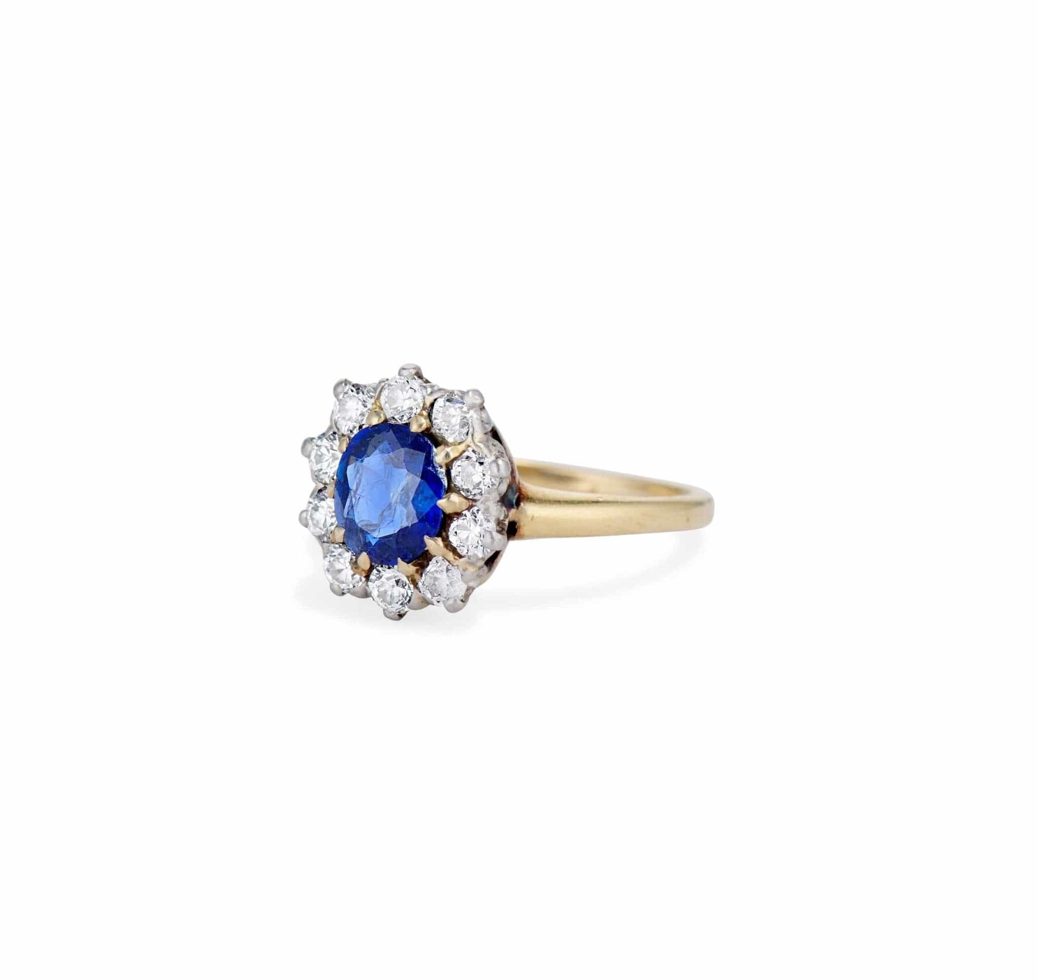 Mid Century Sapphire & Diamond Cluster - Image 2