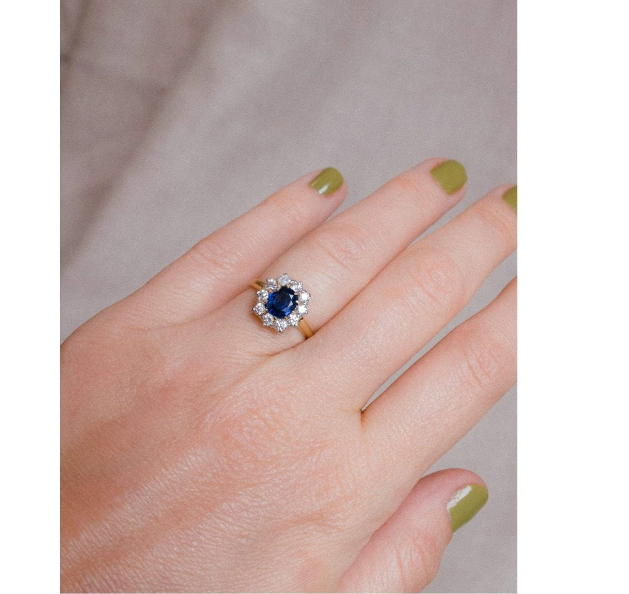 Mid Century Sapphire & Diamond Cluster - Image 5