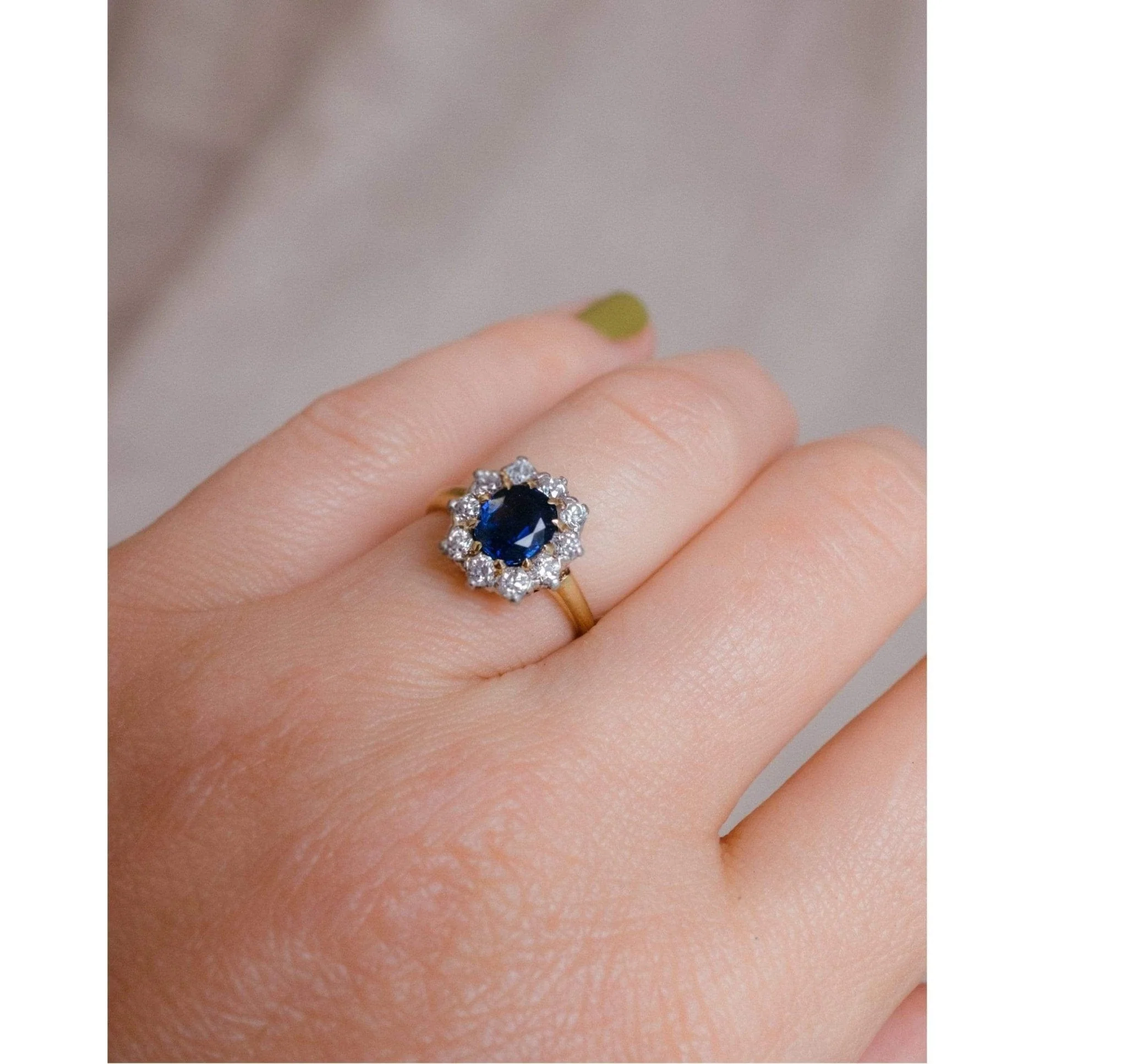 Mid Century Sapphire & Diamond Cluster - Image 6