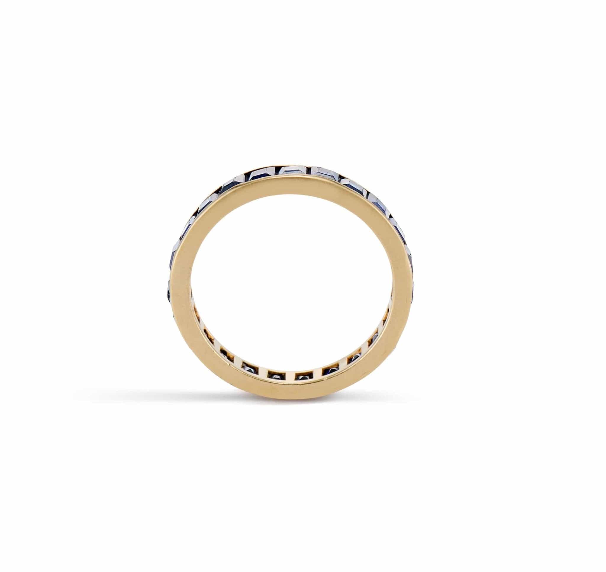 Mid Century Square Cut Sapphire & Gold Eternity Band - Image 2