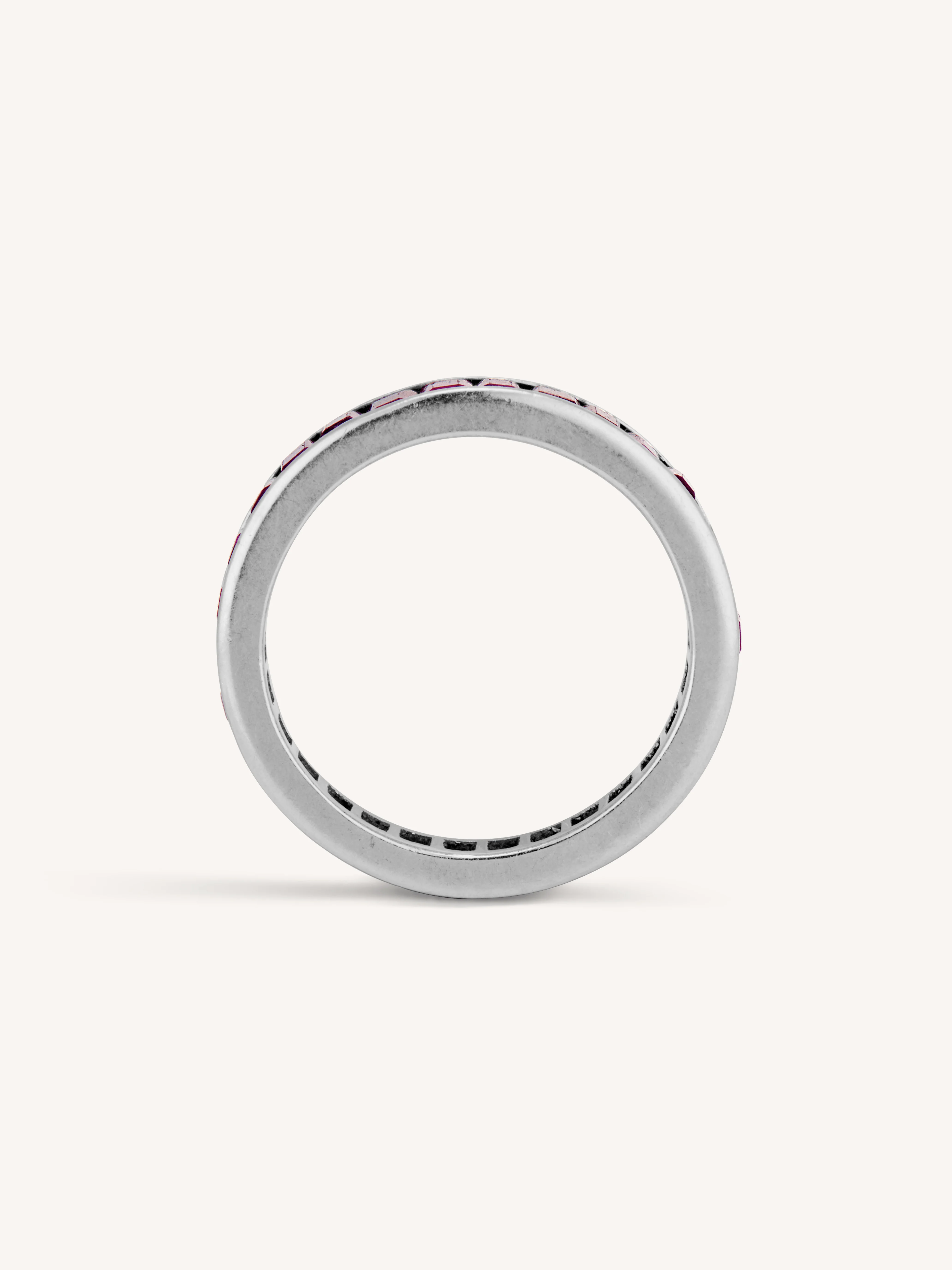 Midcentury Carré Cut Ruby Vintage Eternity Band - Size 6.75 - Image 3