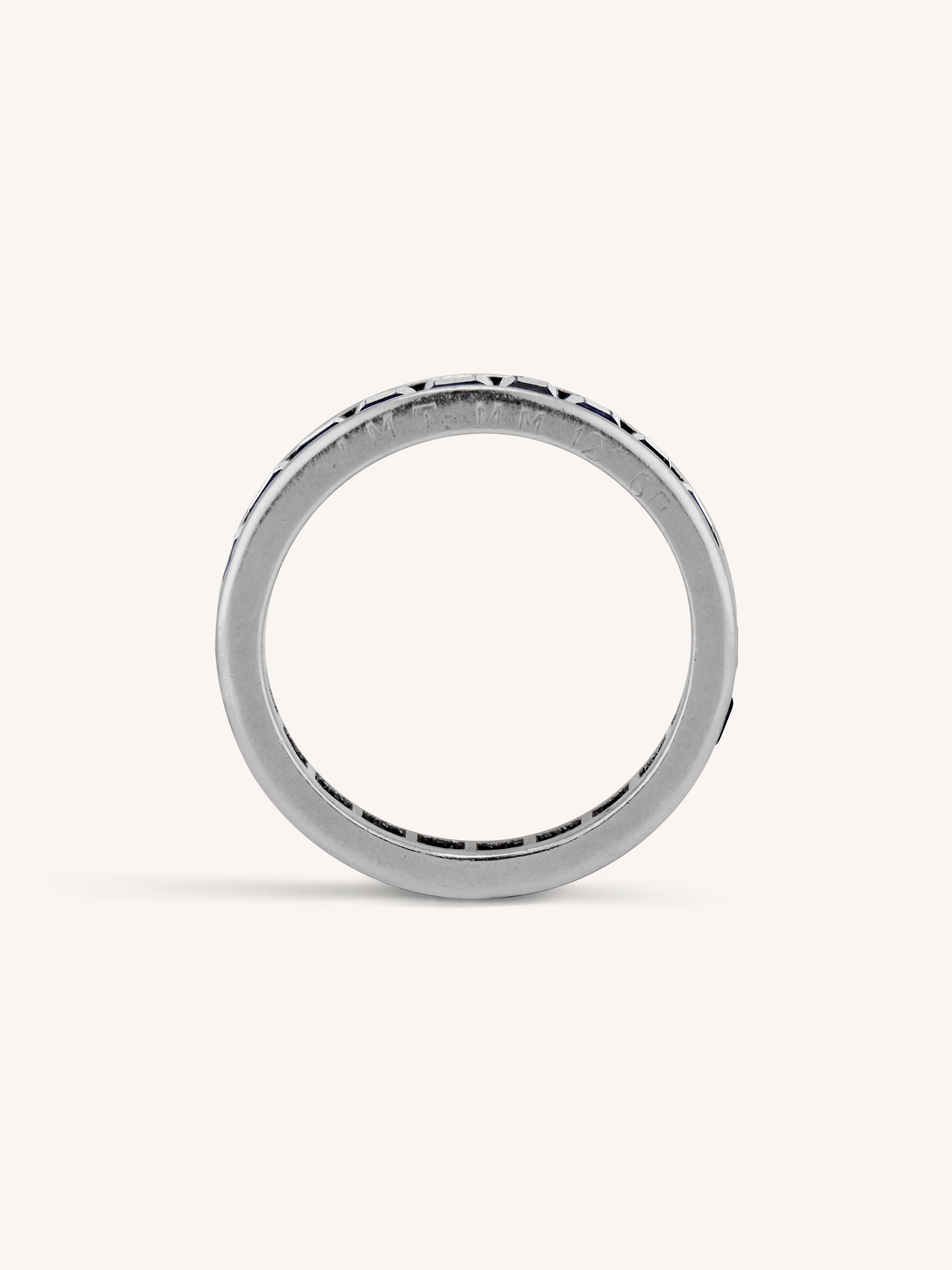 Midcentury Carré Cut Sapphire Vintage Eternity Wedding Band - Size 6.5 - Image 3