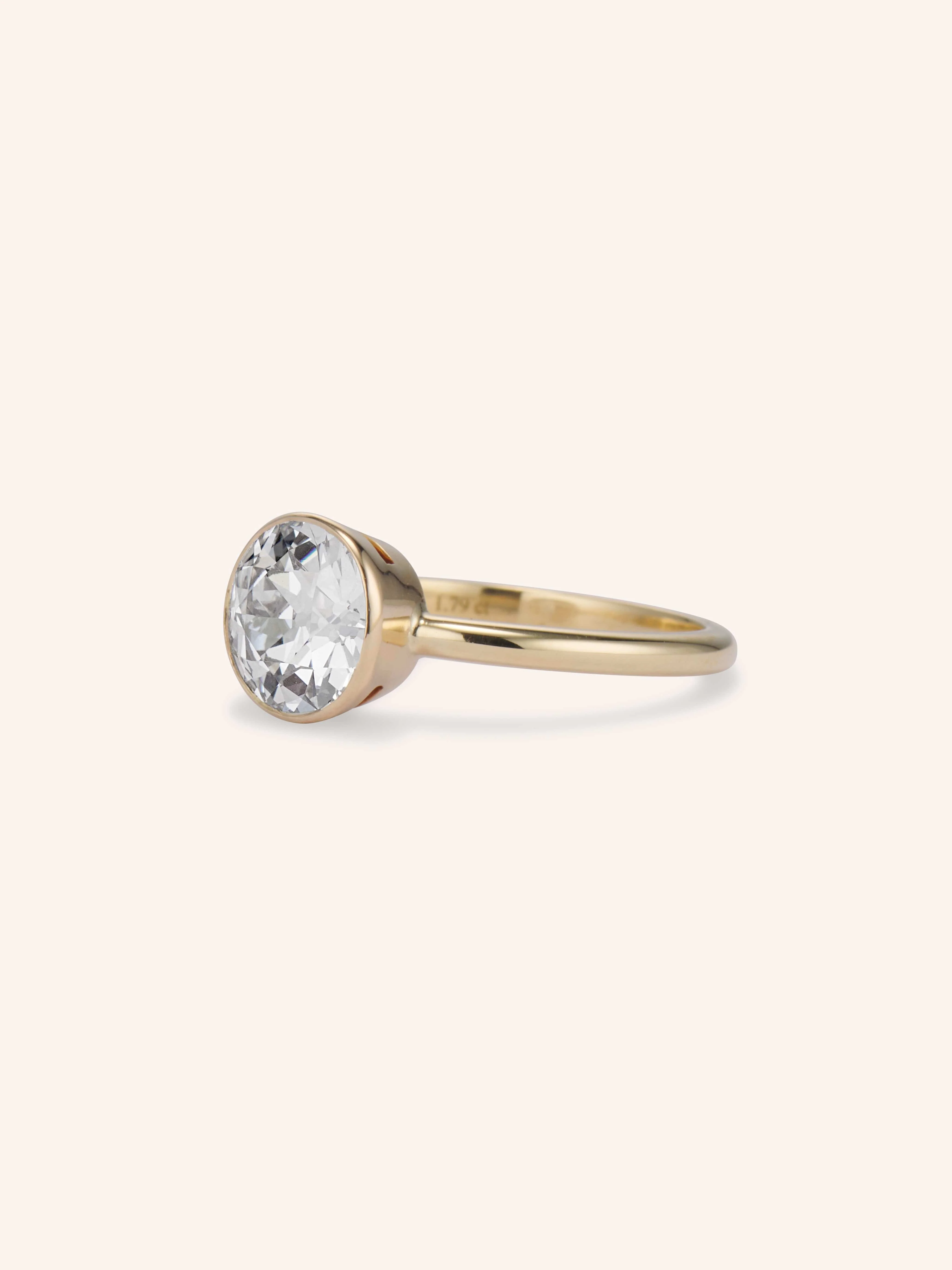 Classic Old European Cut Diamond Bezel Solitaire Engagement Ring 1.79 - Image 4