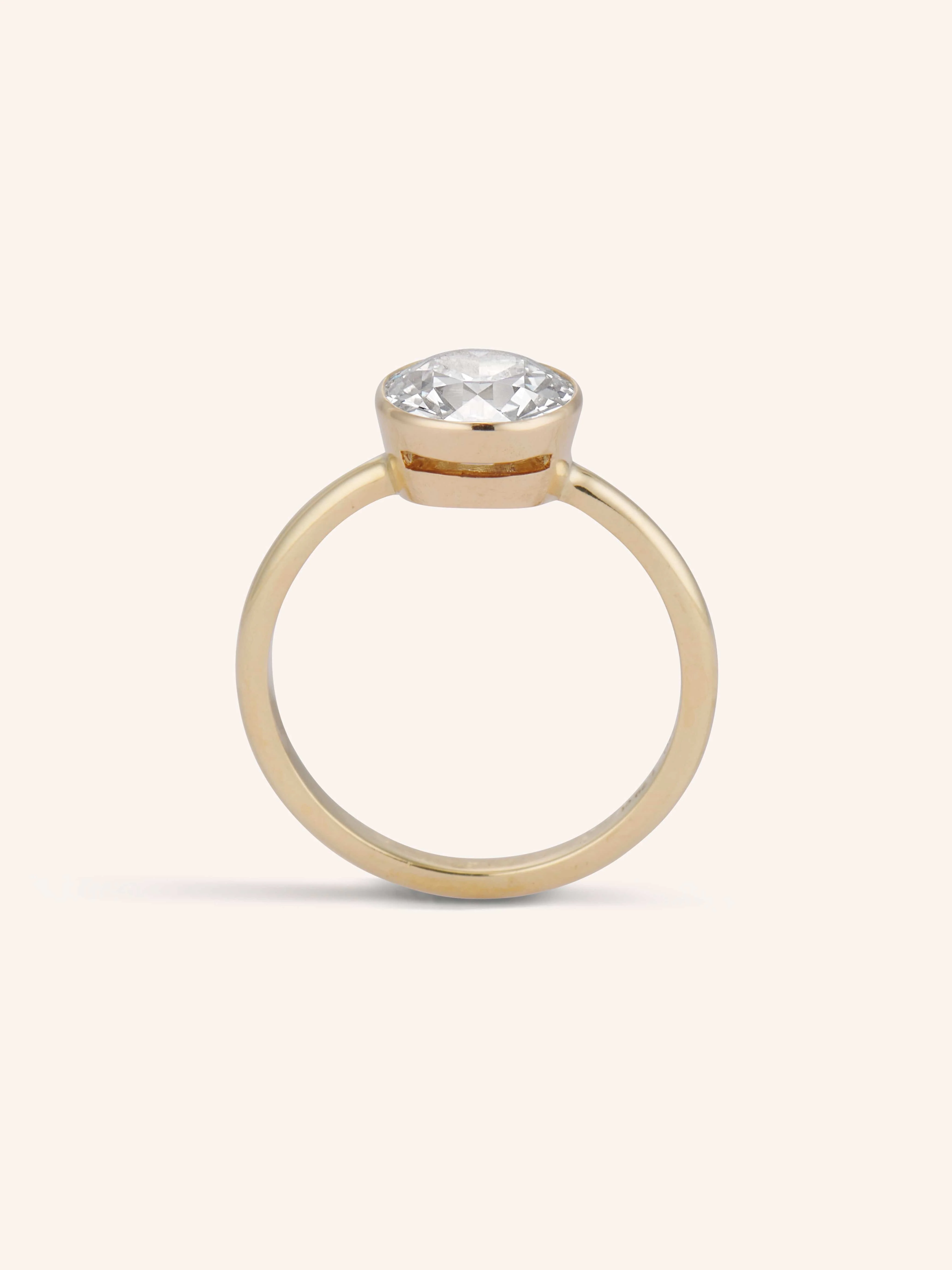 Classic Old European Cut Diamond Bezel Solitaire Engagement Ring 1.79 - Image 7