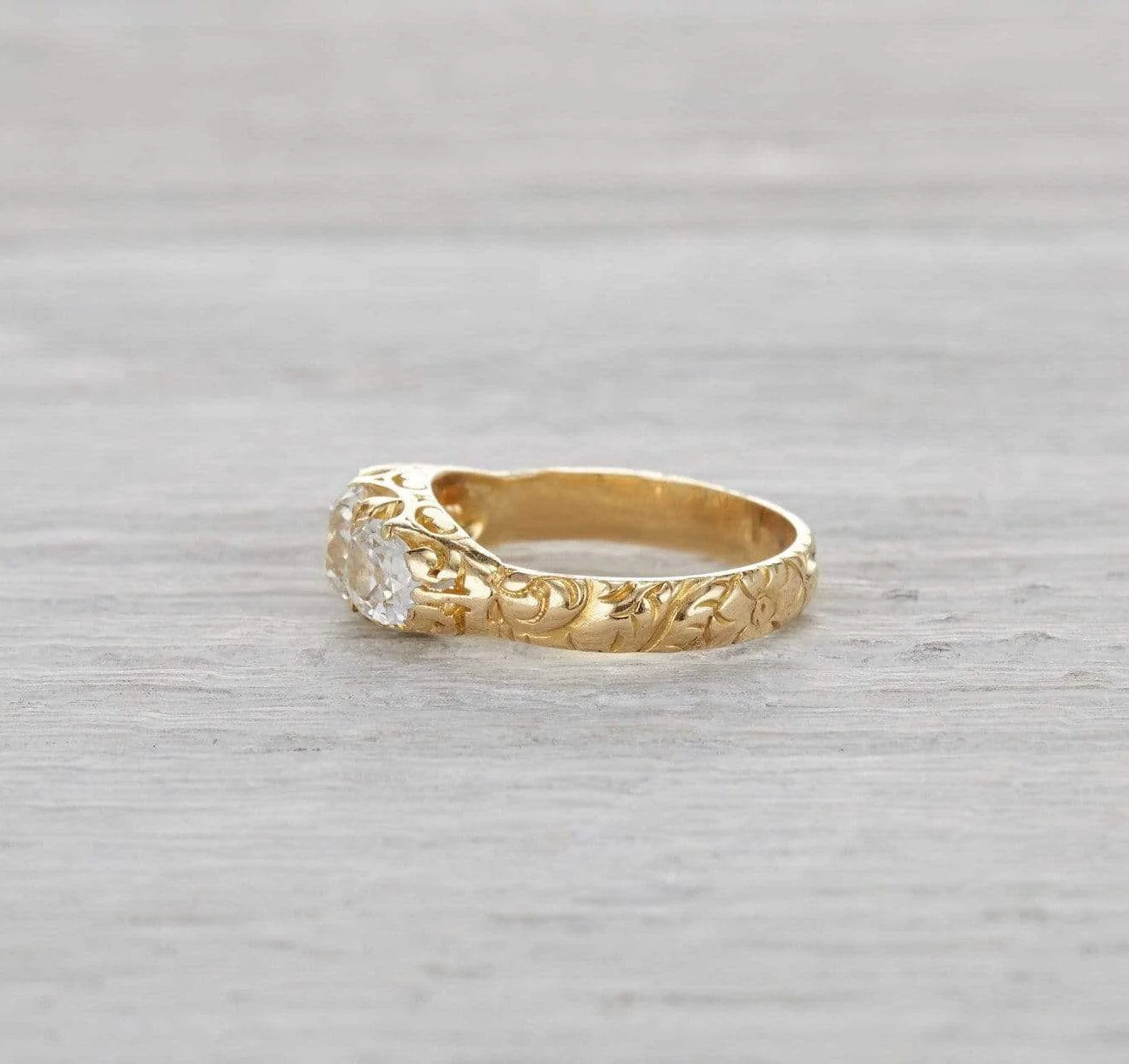 One Carat Antique Victorian Three Stone Engagement Ring - Image 3