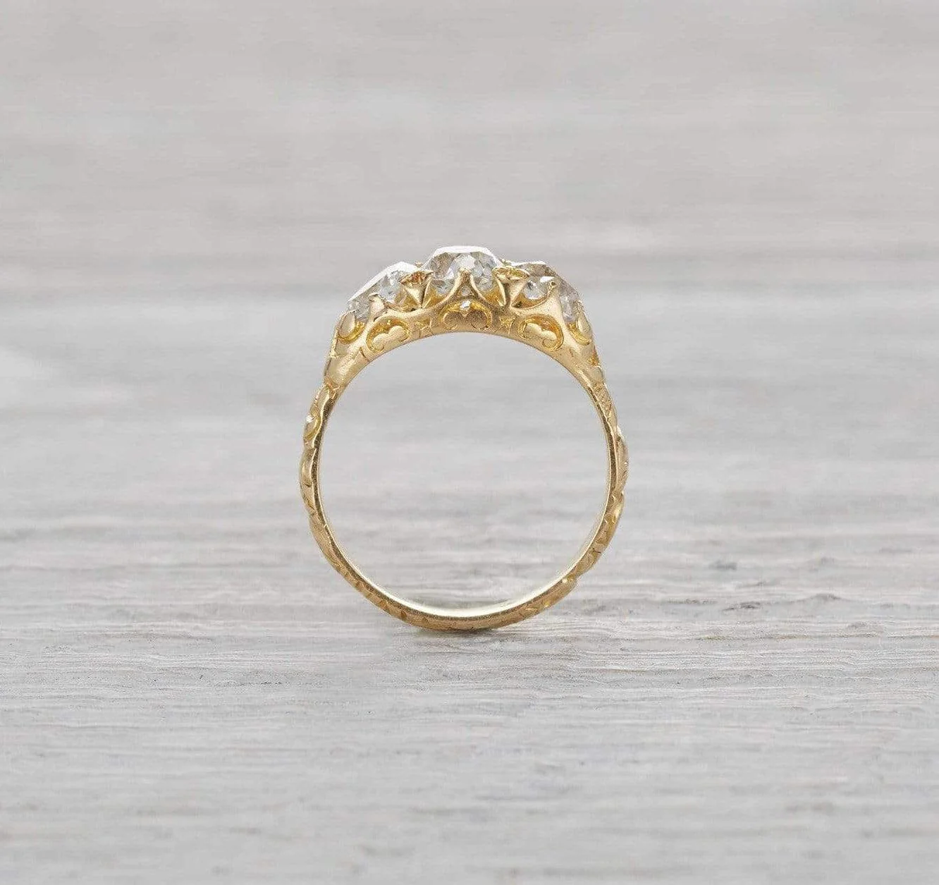 One Carat Antique Victorian Three Stone Engagement Ring - Image 5