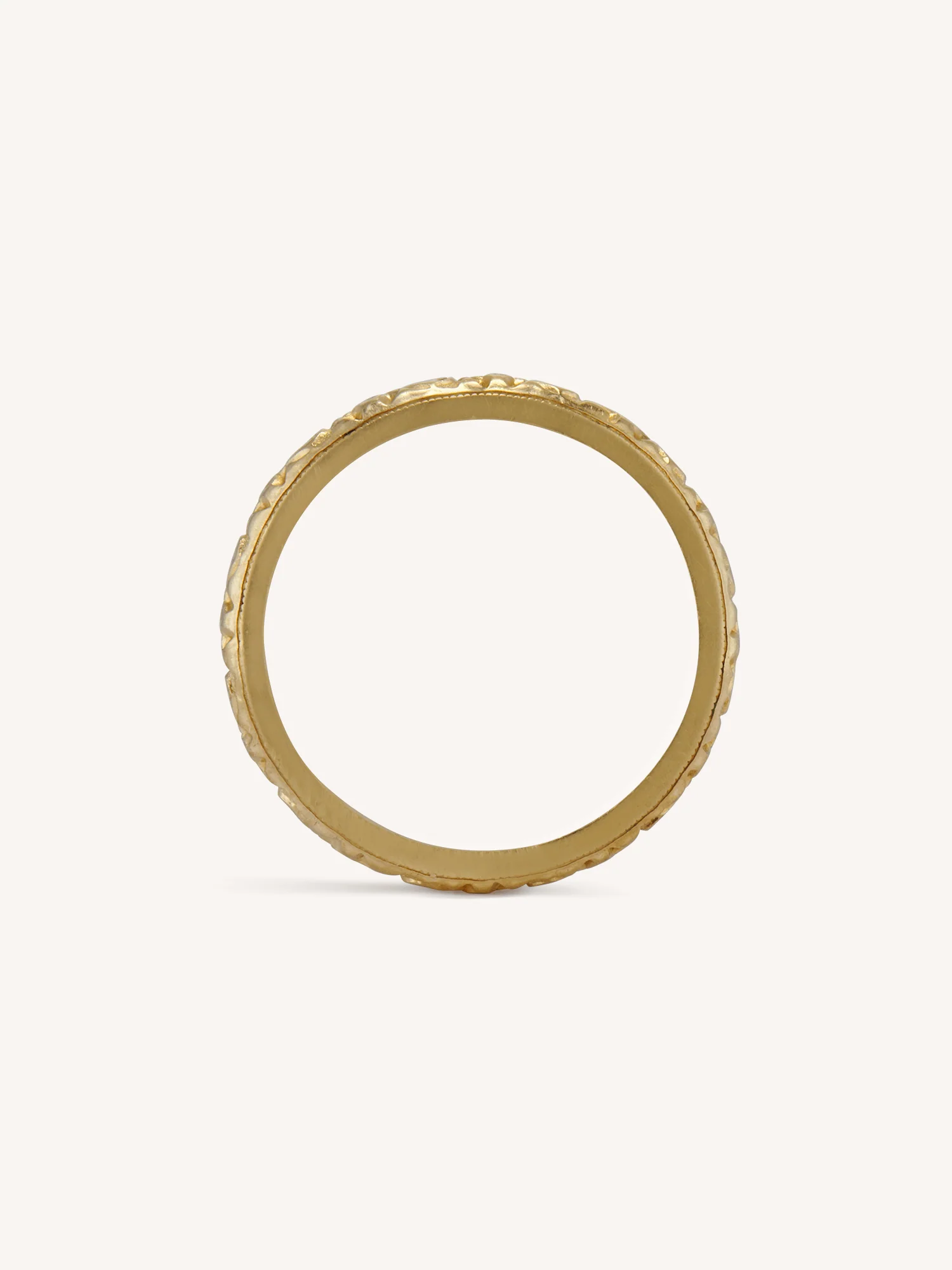 Orange Blossom Floral Engraved 14K Yellow Gold Vintage Wedding Band - Image 5