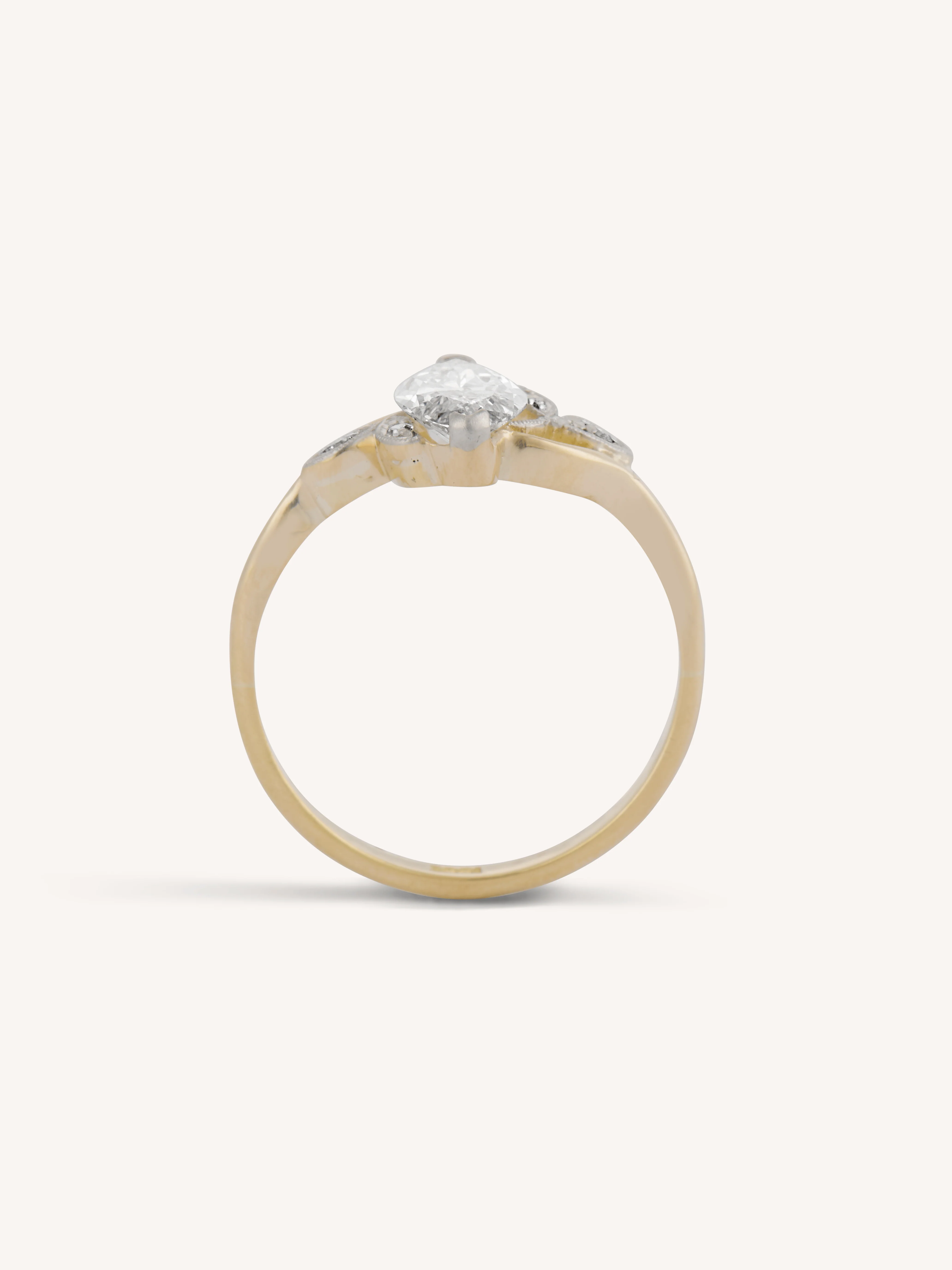 Edwardian 1.15 Carat Marquise Cut Diamond Antique Engagement Ring - Image 5