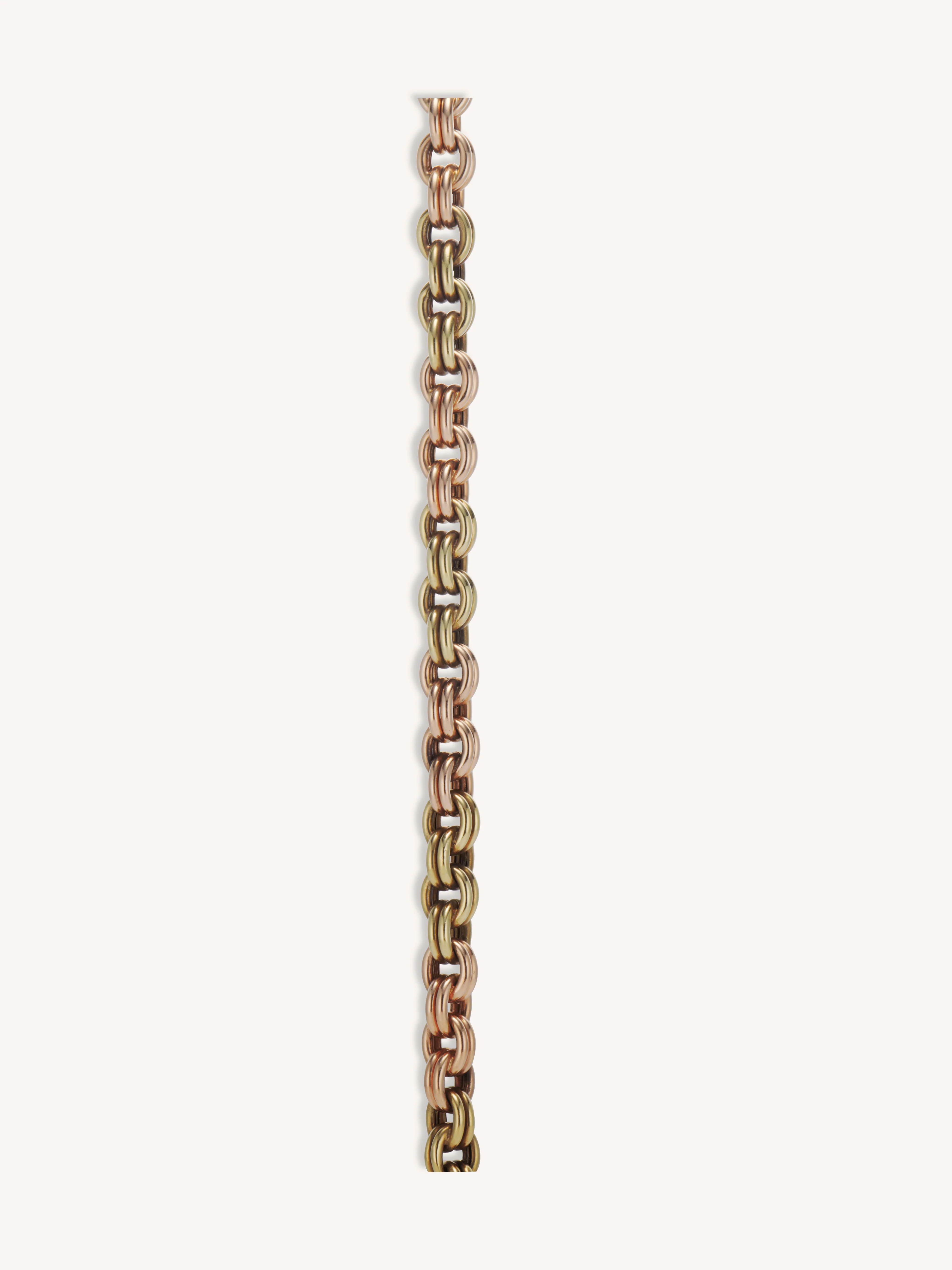 Vintage Retro 1940s Yellow & Rose Gold Rolo Link Bracelet - Image 3