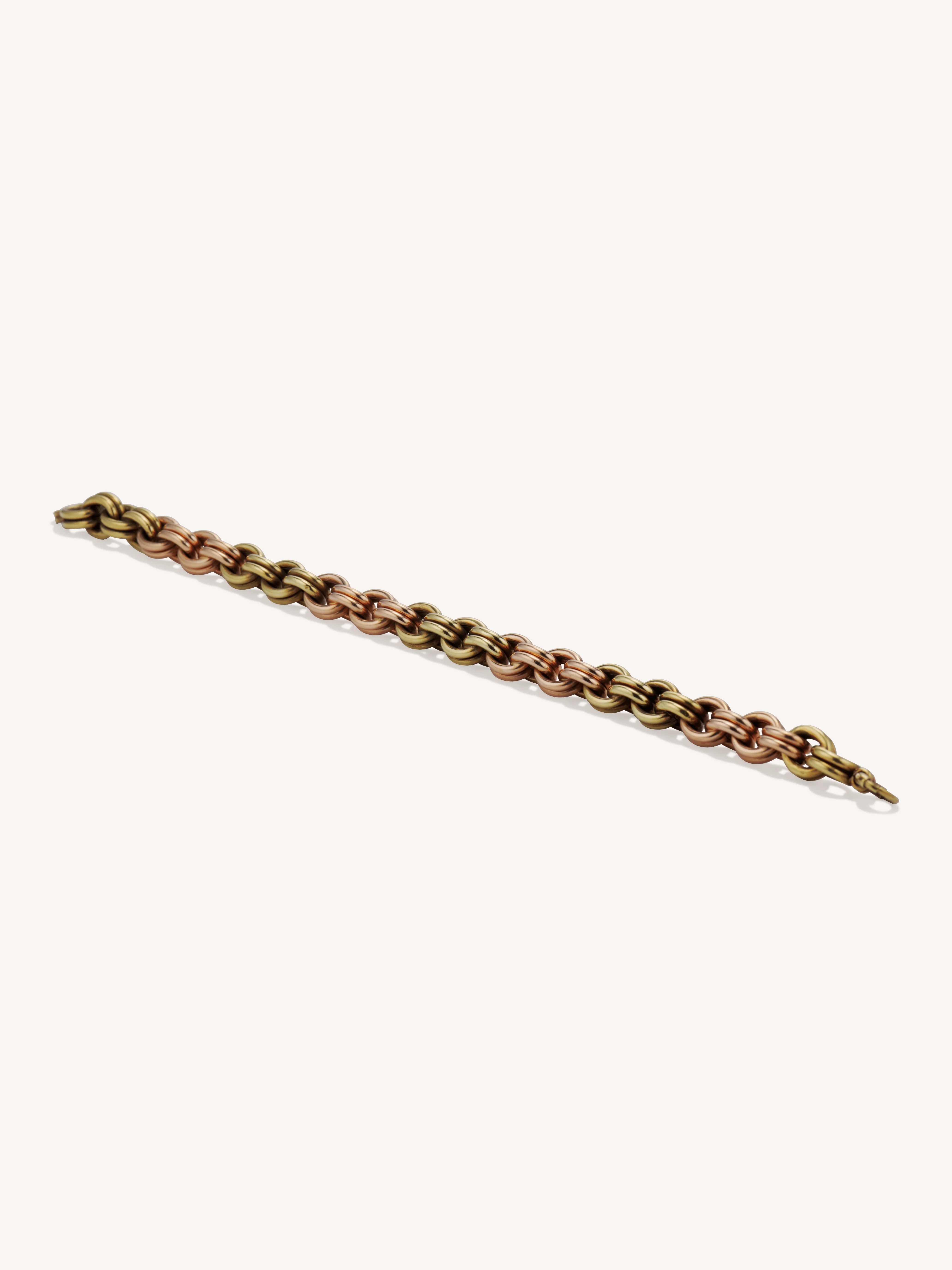 Vintage Retro 1940s Yellow & Rose Gold Rolo Link Bracelet - Image 4