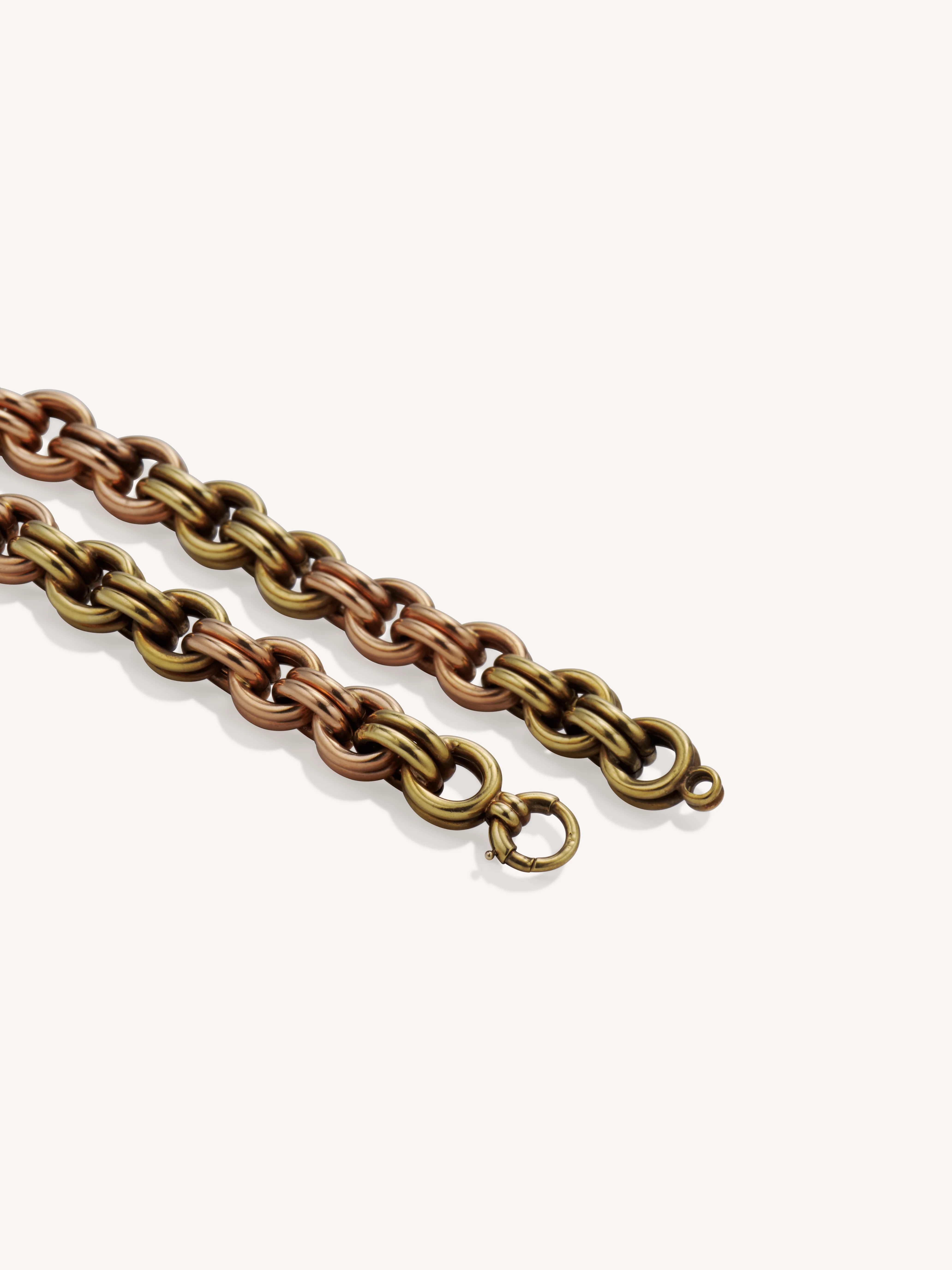 Vintage Retro 1940s Yellow & Rose Gold Rolo Link Bracelet - Image 5