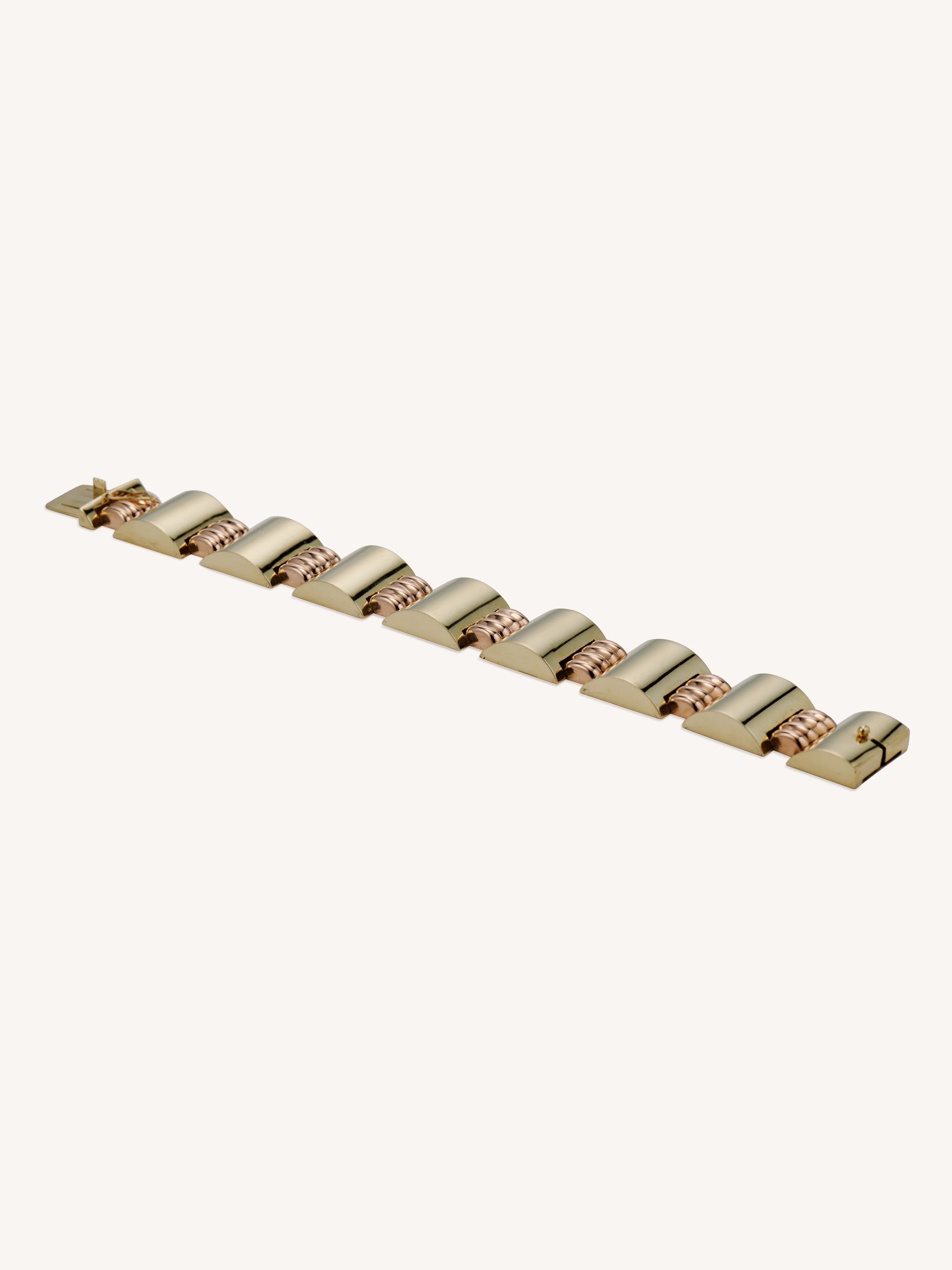 Retro Yellow & Rose Gold Tank Style 1940s Bracelet - Image 5