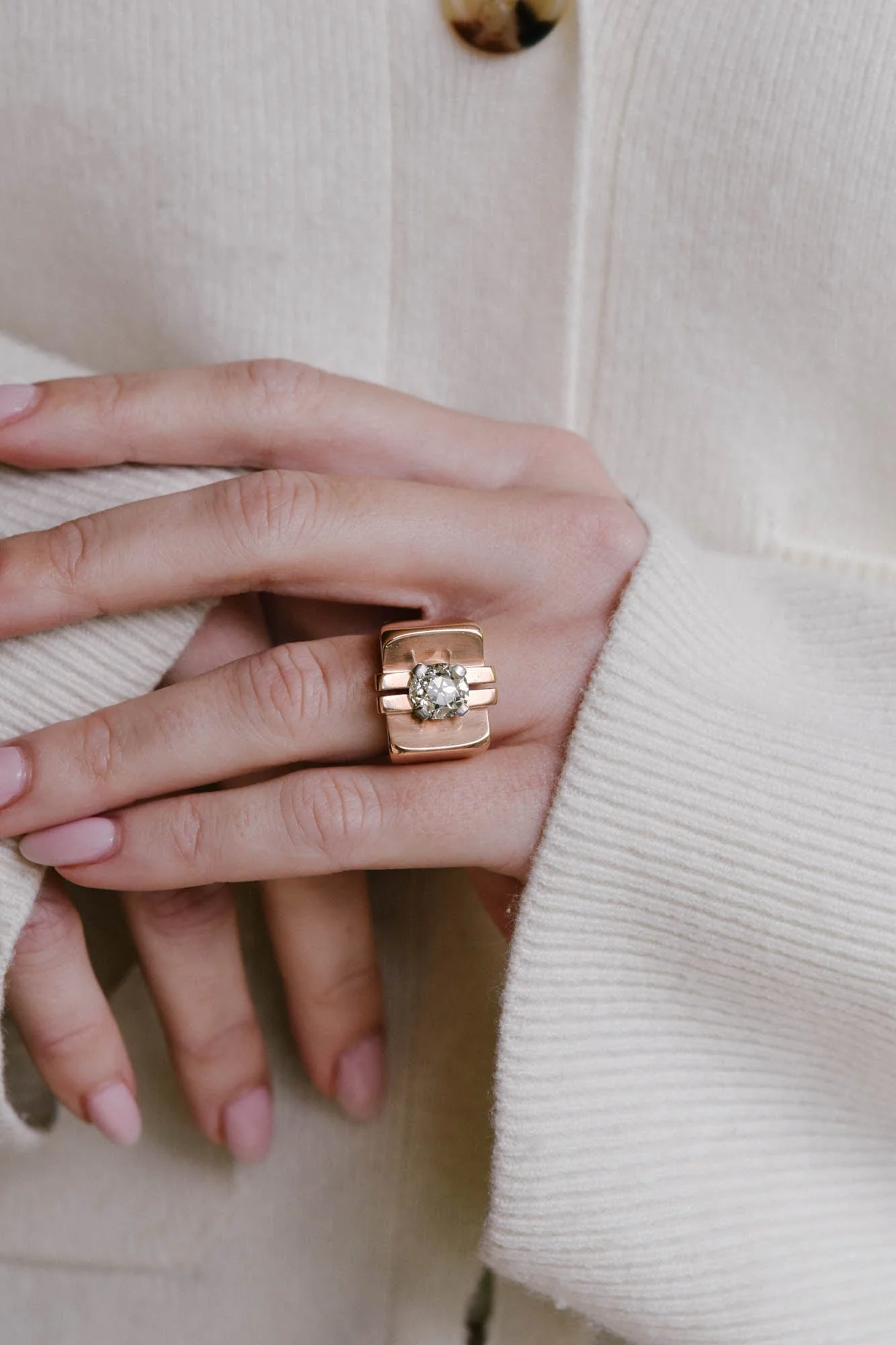 Retro 2.26 Carat Old Mine Cushion Diamond Statement Ring - Image 2