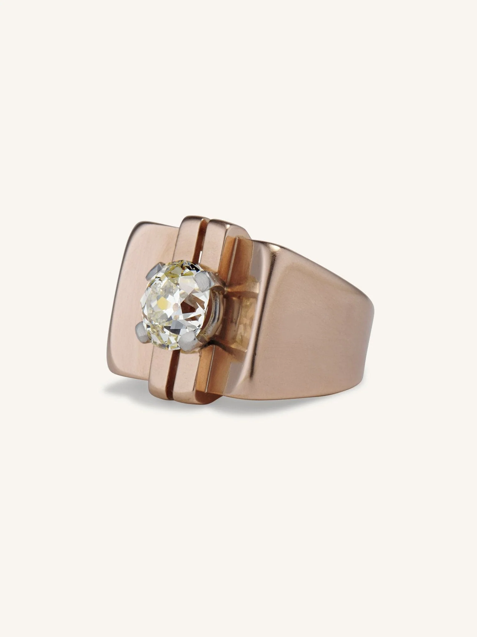 Retro 2.26 Carat Old Mine Cushion Diamond Statement Ring - Image 3