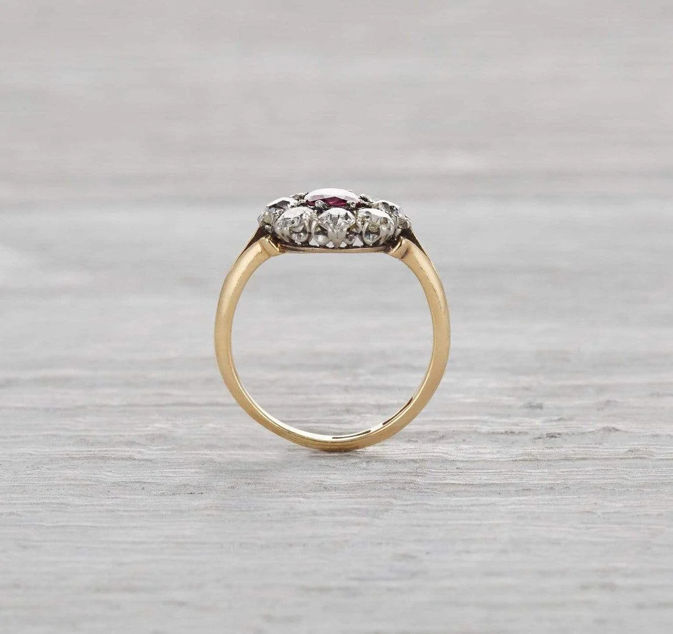 Ruby & Diamond Victorian Cluster Engagement Ring - Image 4