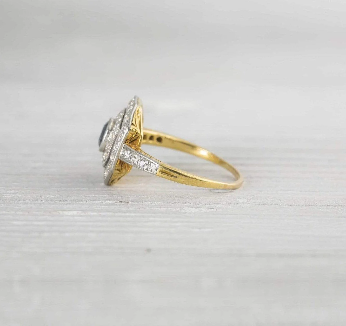 Sapphire Early Art Deco Vintage Engagement Ring - Image 3