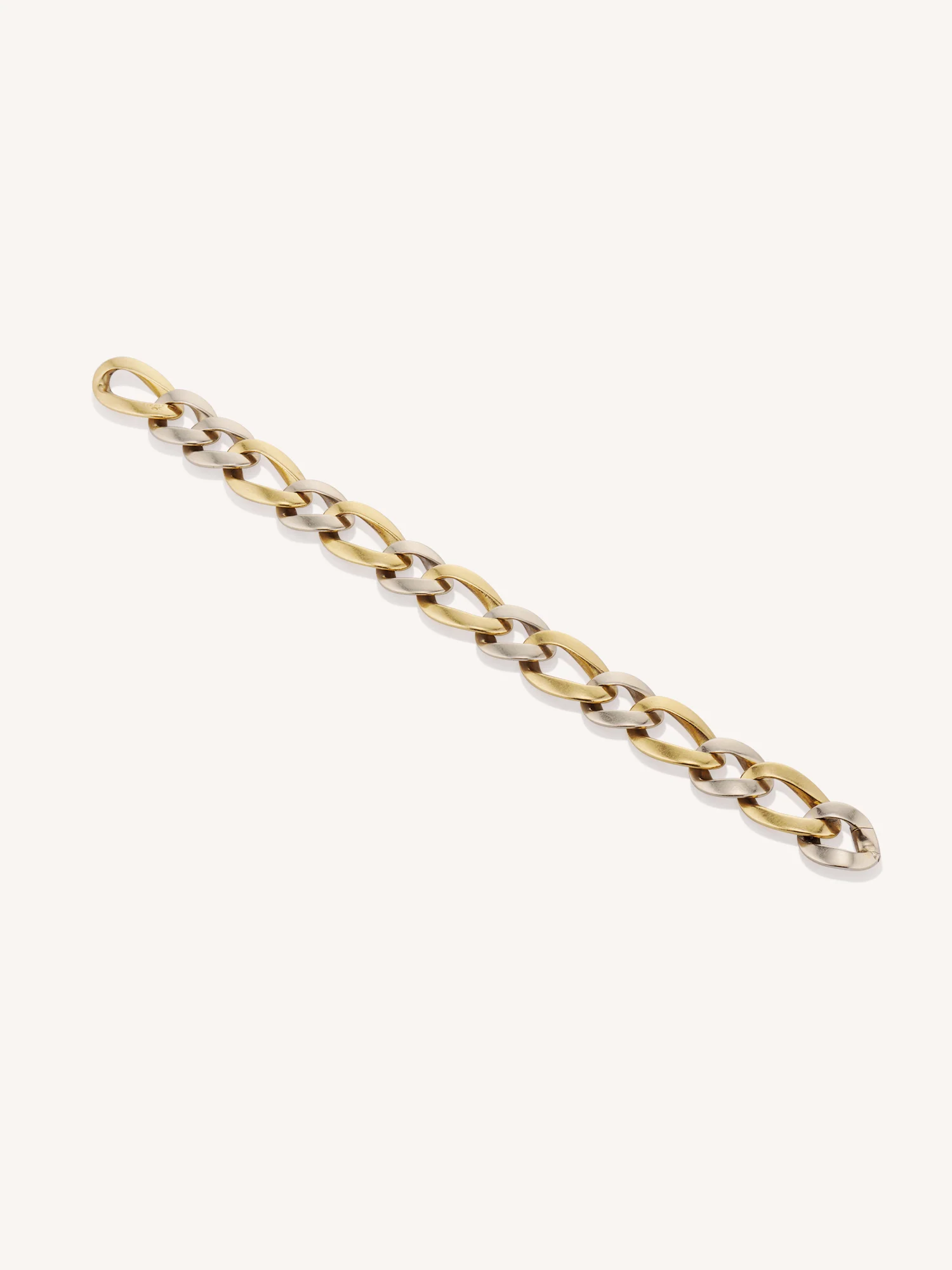 Sterlé Mid-Century Two-Tone Gold Link Vintage Bracelet, France & Italy - Image 4