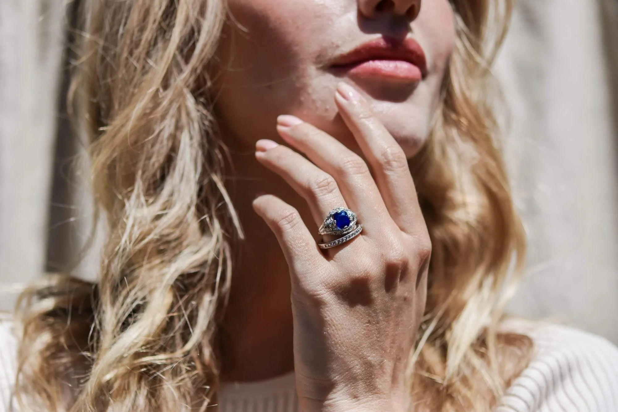 Art Deco T.B. Starr 2.45 Cushion Cut Sapphire in Platinum Ring, America - Image 7