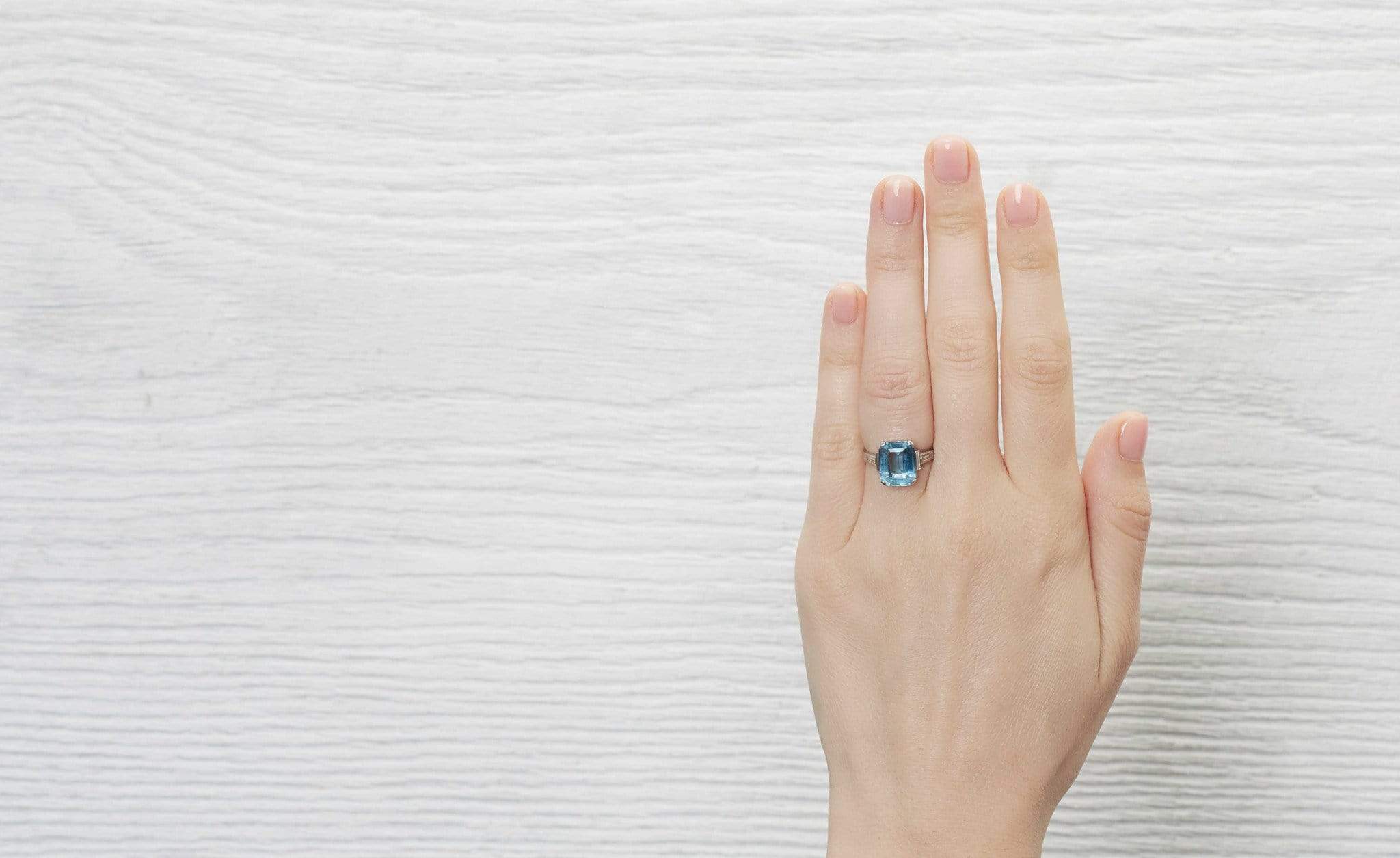 Three Carat Art Deco Aquamarine Ring - Image 5