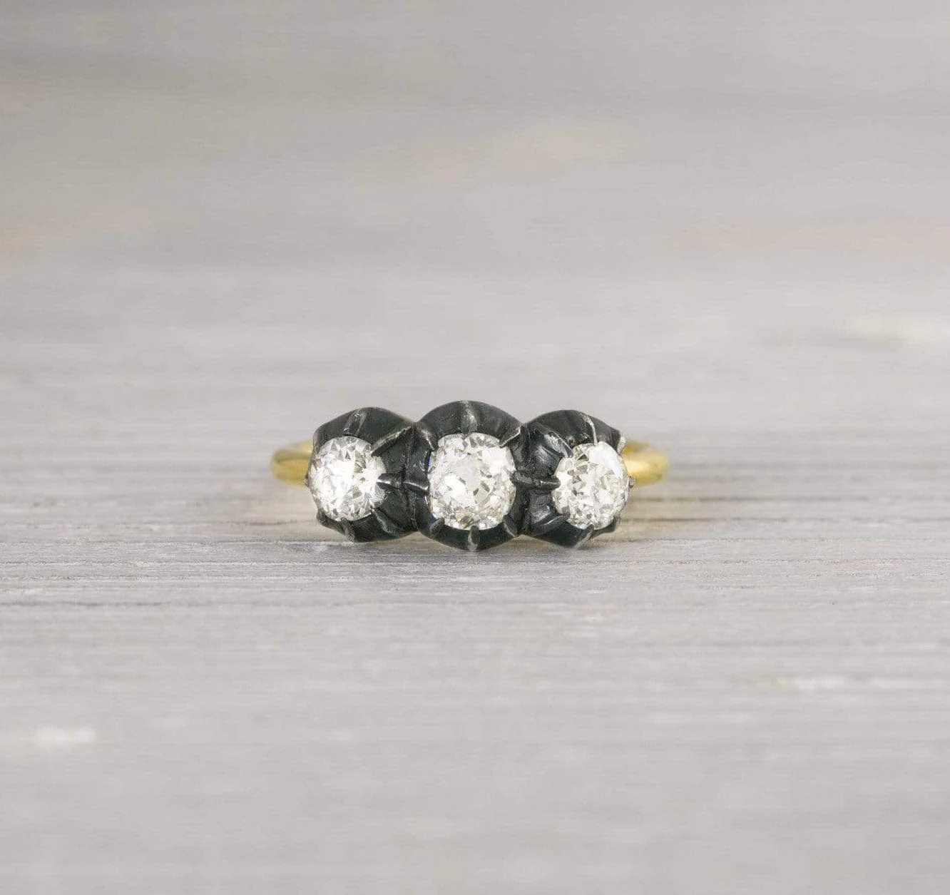 Three Stone Yellow Gold Engagement Ring - Image 2
