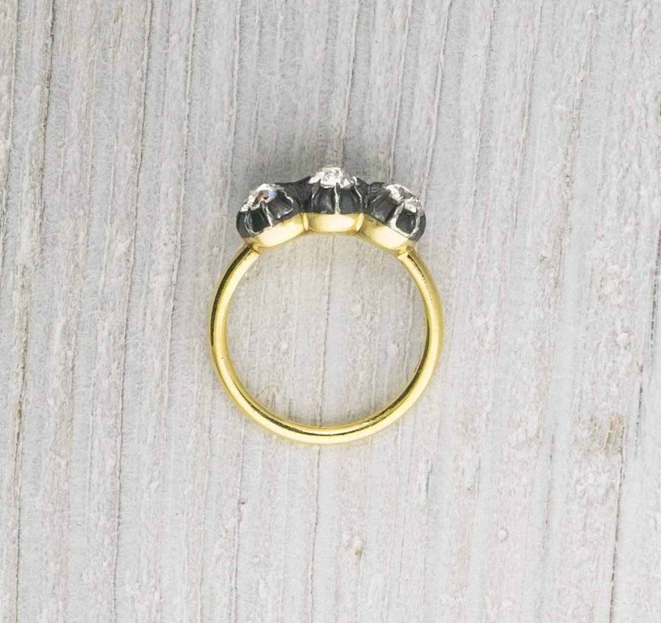 Three Stone Yellow Gold Engagement Ring - Image 3