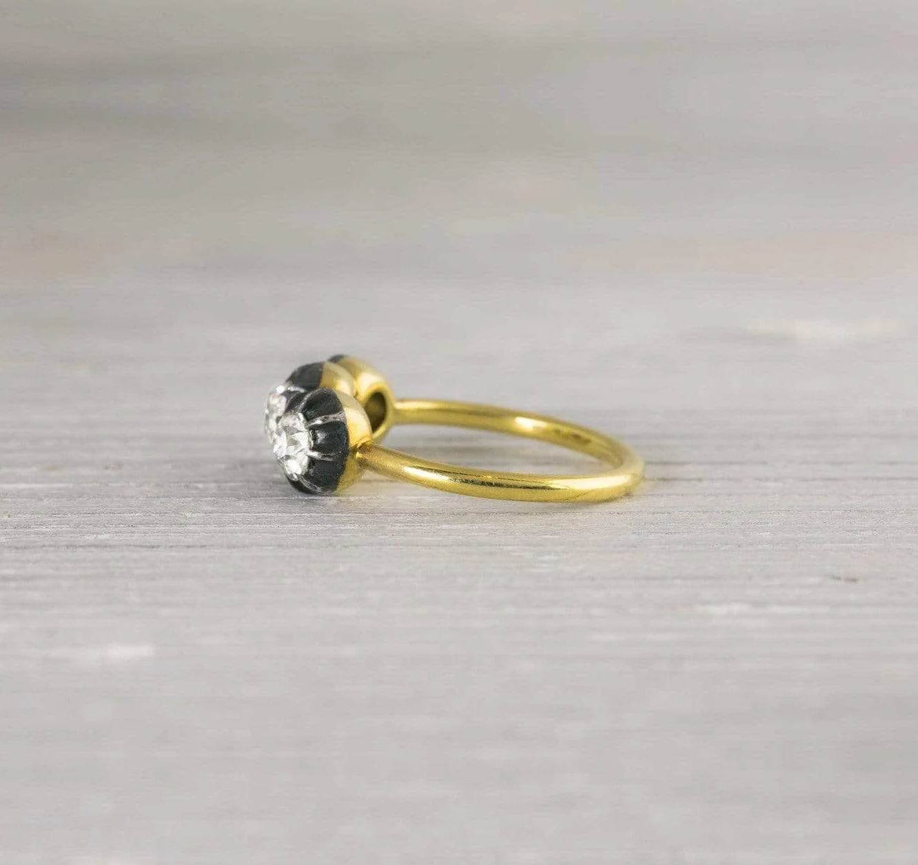 Three Stone Yellow Gold Engagement Ring - Image 4