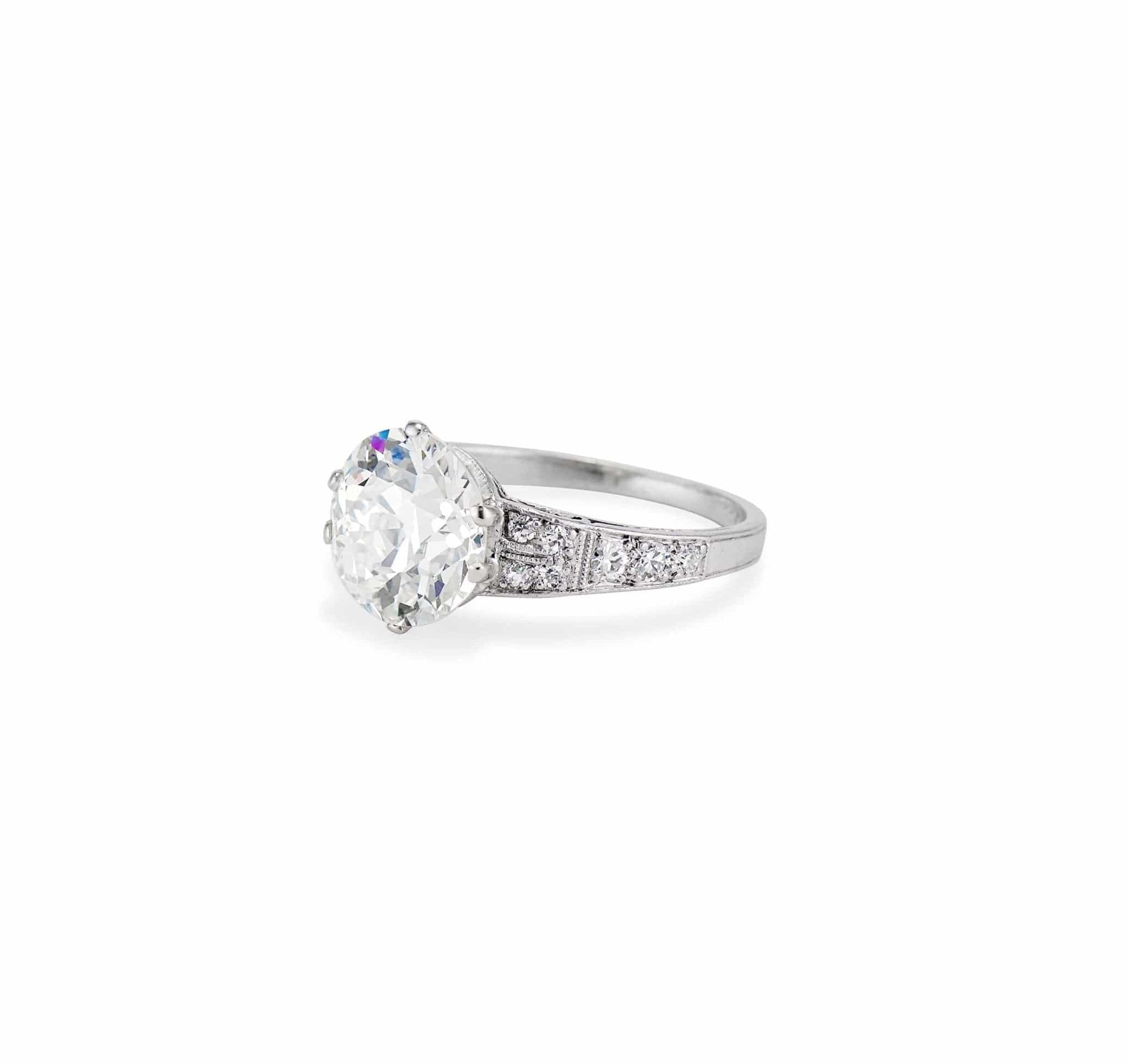 Edwardian Tiffany & Co. 2.79 Carat Old European Diamond and Platinum Ring - Image 2