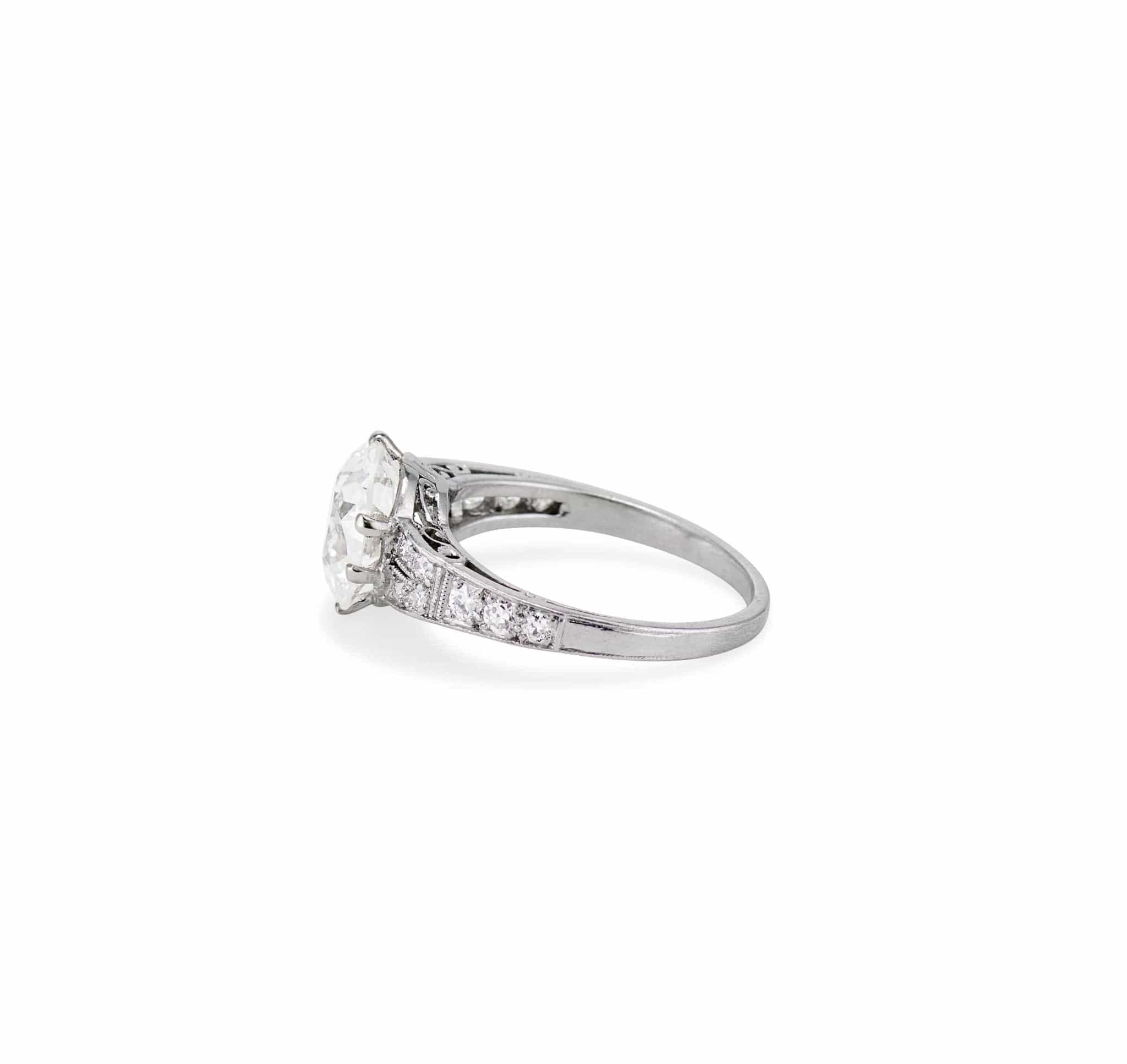 Edwardian Tiffany & Co. 2.79 Carat Old European Diamond and Platinum Ring - Image 3