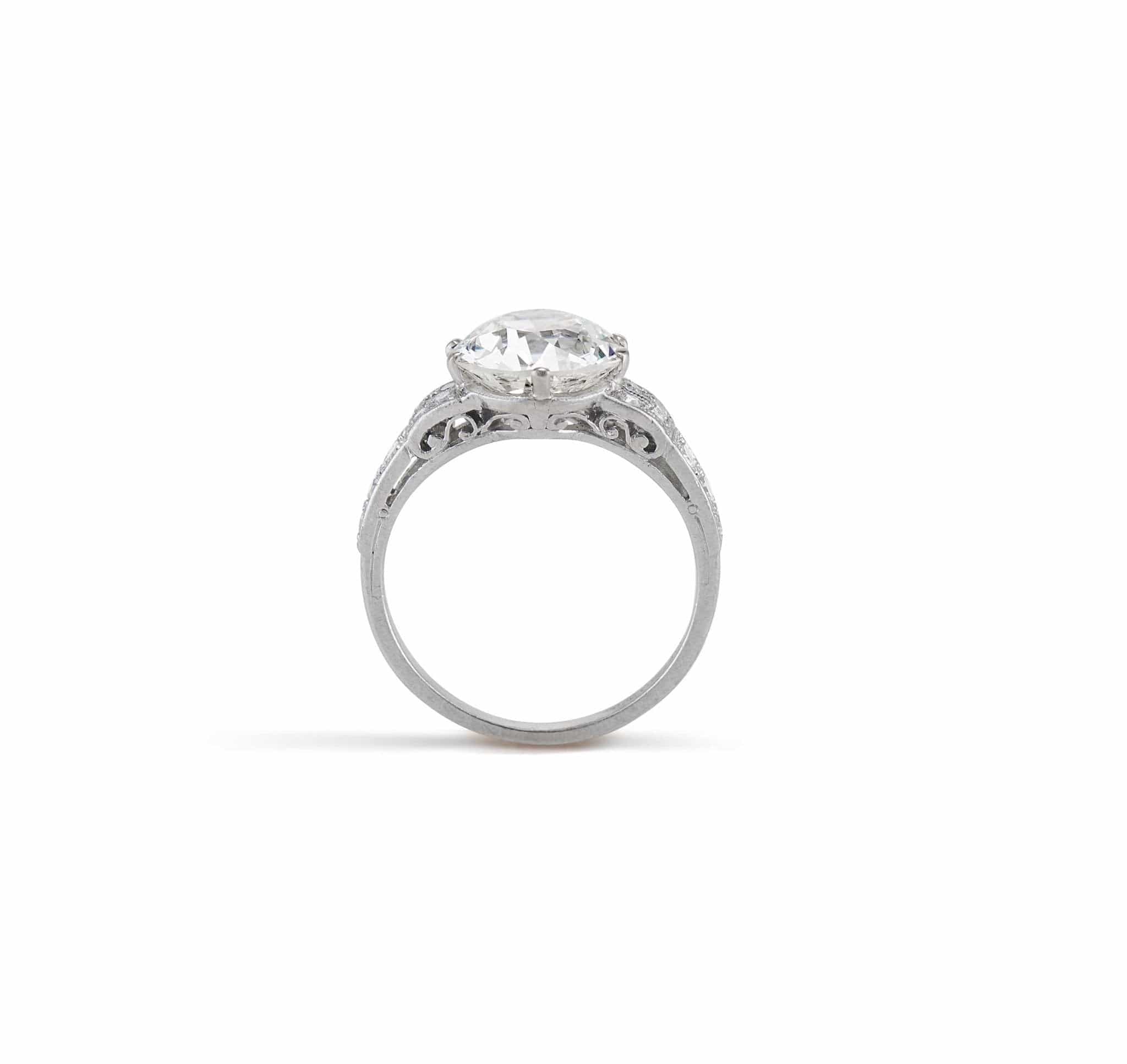 Edwardian Tiffany & Co. 2.79 Carat Old European Diamond and Platinum Ring - Image 4