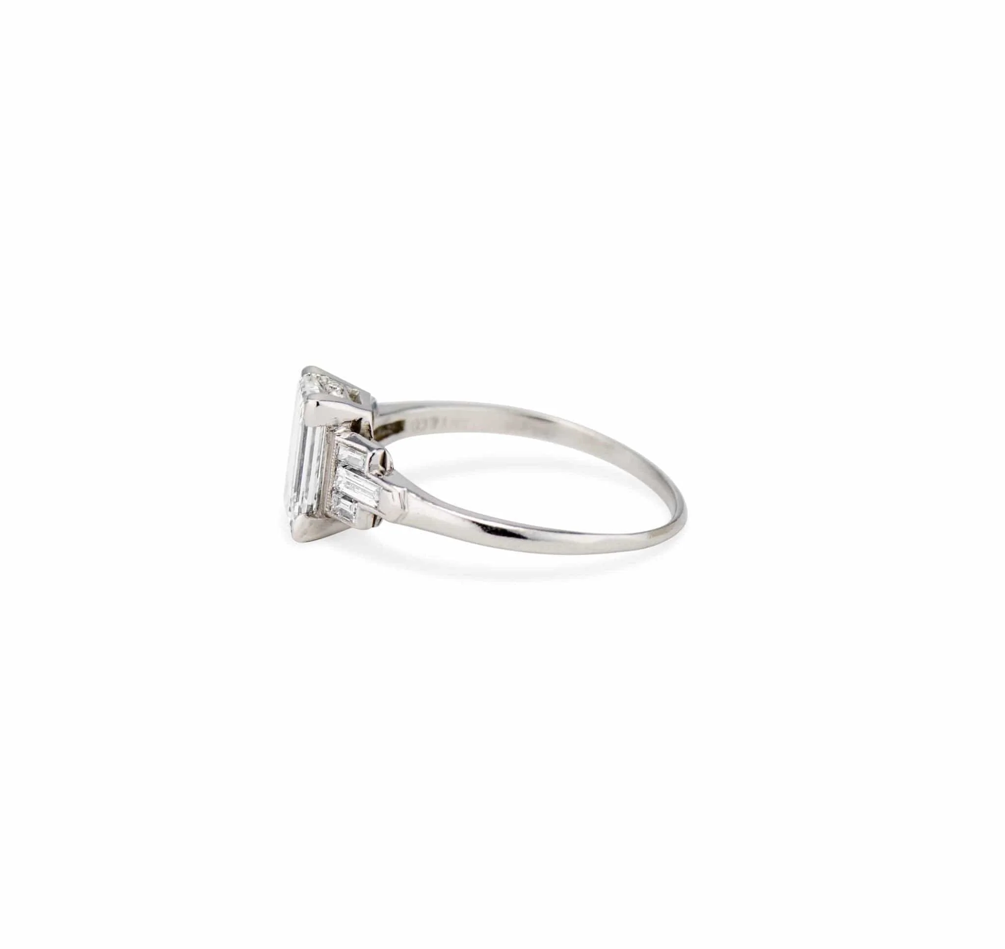 Tiffany & Co. Art Deco 1.61 Emerald Cut Diamond Engagement Ring - Image 2