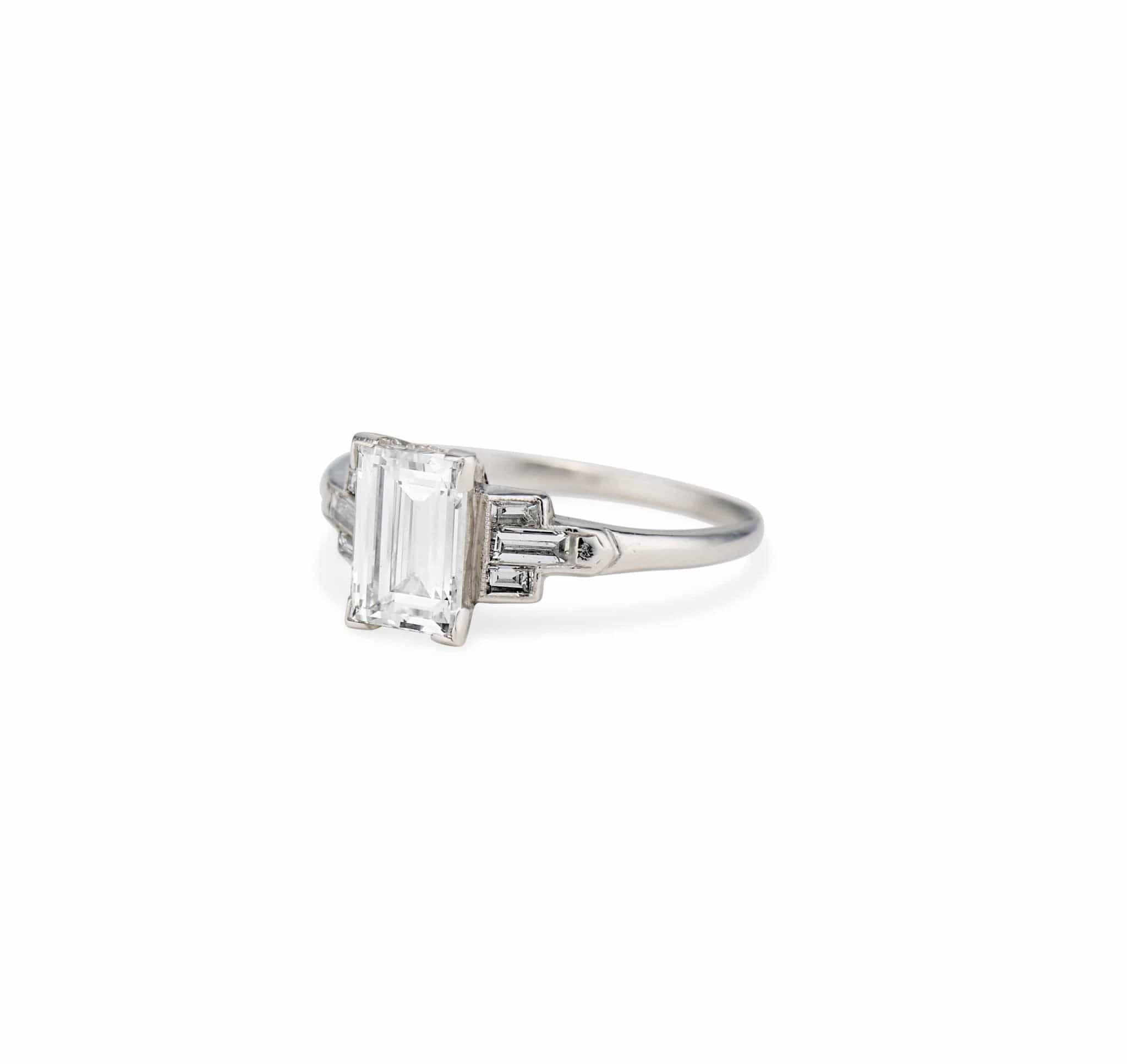 Tiffany & Co. Art Deco 1.61 Emerald Cut Diamond Engagement Ring - Image 3