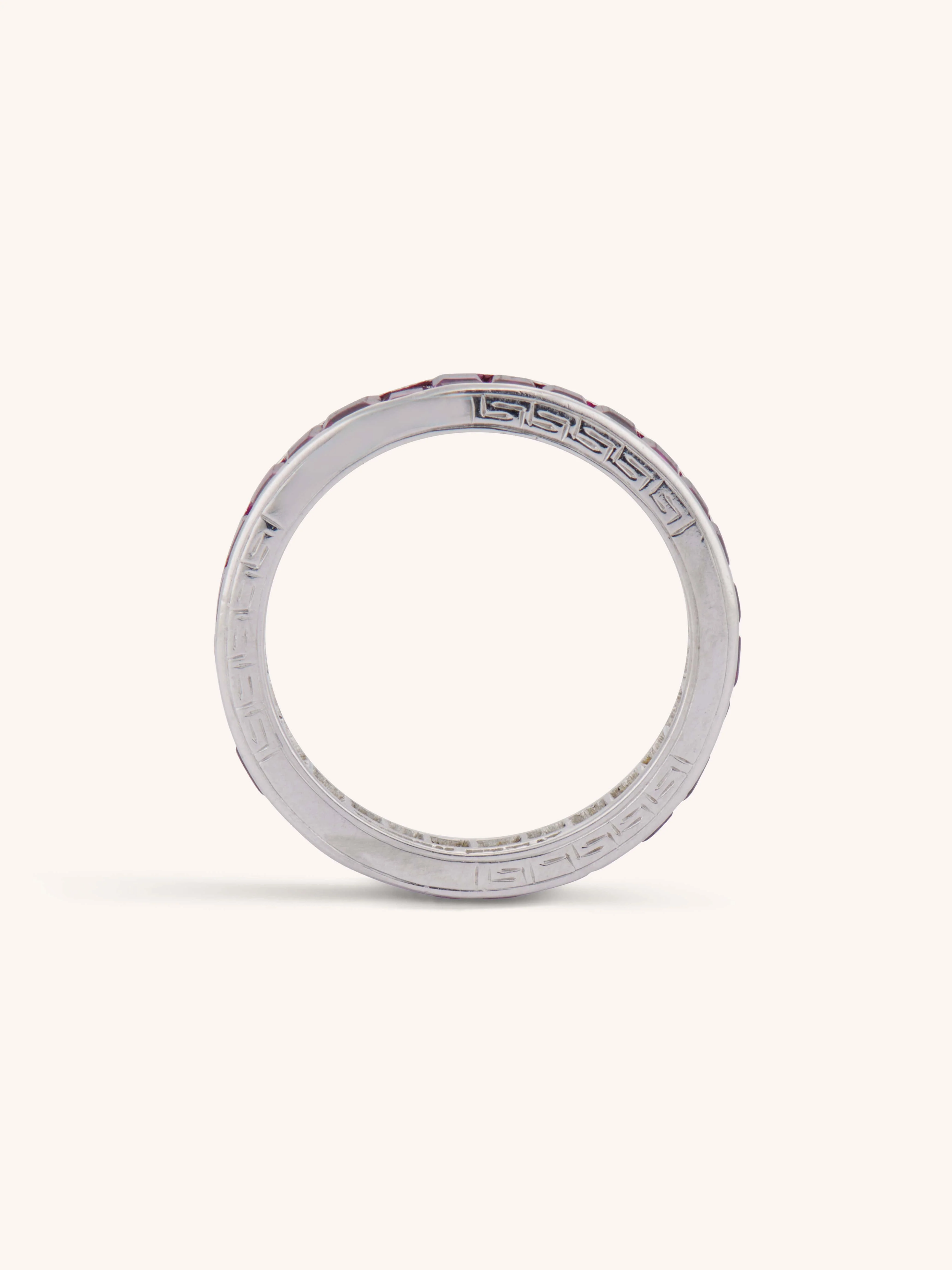 Tiffany & Co. Mid-Century Carré Cut Ruby & Platinum Eternity Band - Size 6 - Image 4
