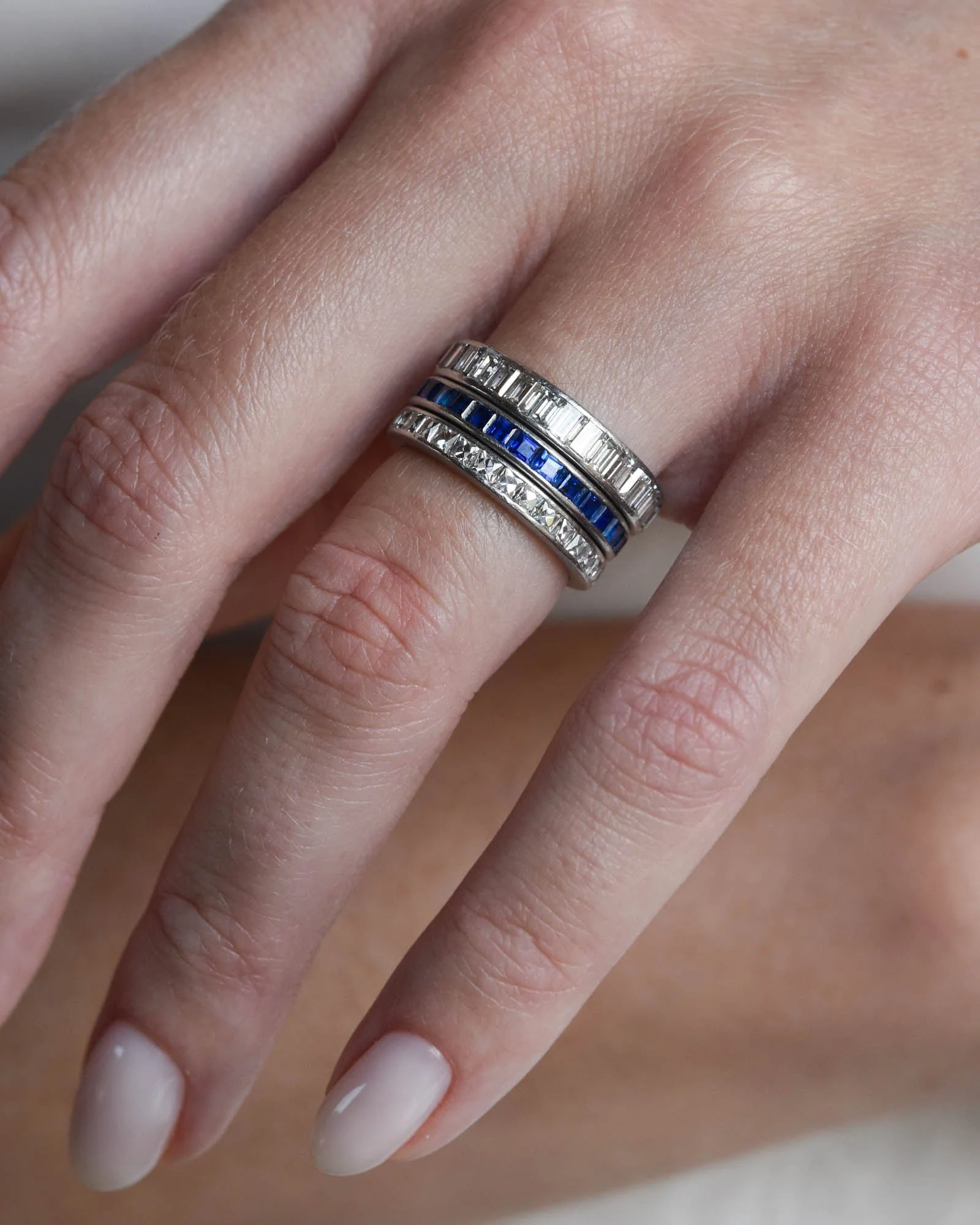 Tiffany & Co. 1.77 Carat Art Deco Sapphire Vintage Eternity Wedding Band - Size 5.5 - Image 2