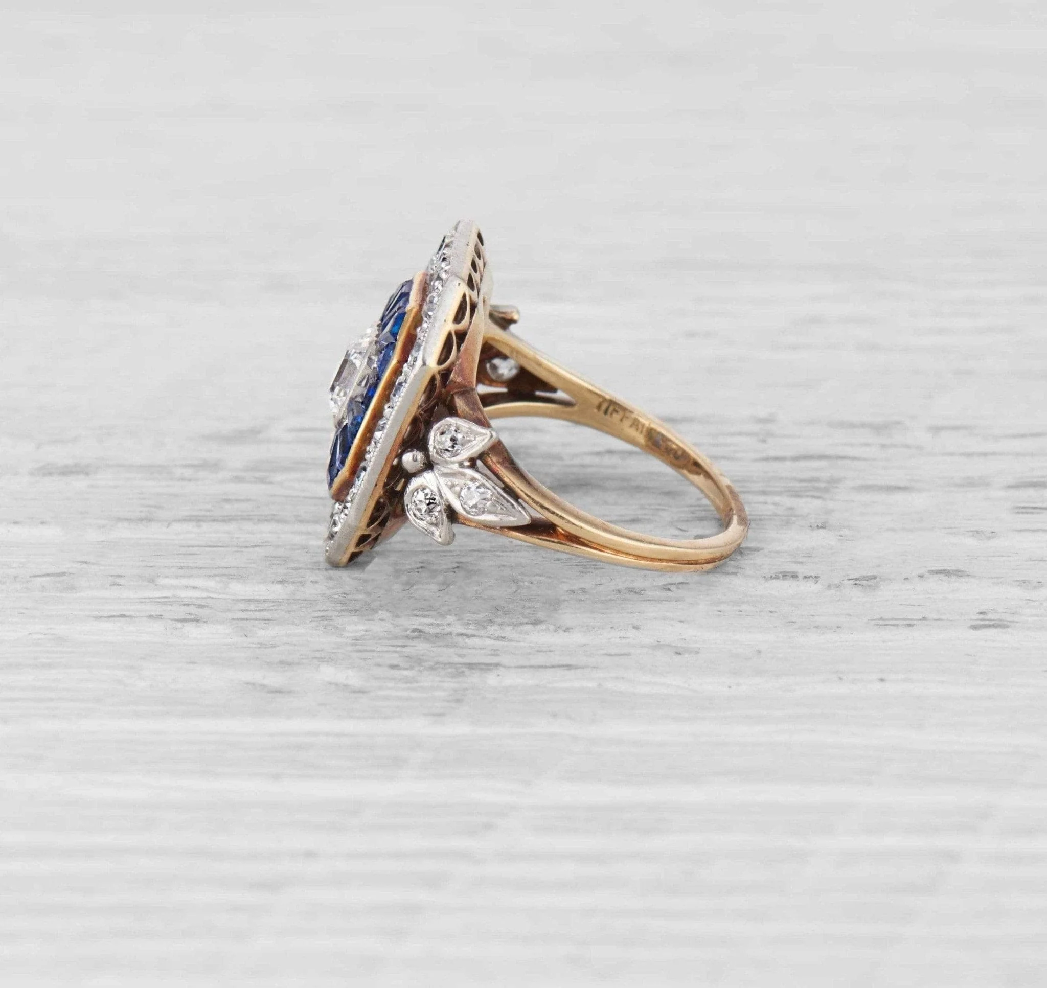 Early Art Deco Tiffany & Co Diamond & Sapphire Ring - Image 3
