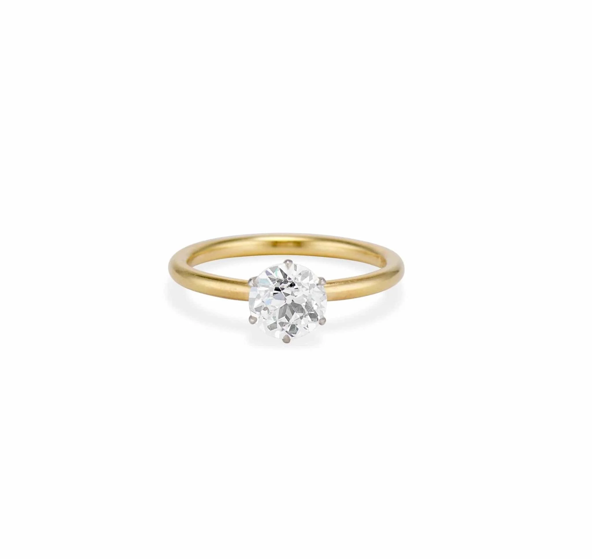 Edwardian Tiffany & Co. 1.45 Carat Old European Diamond and Gold Solitaire Engagement Ring - Image 2