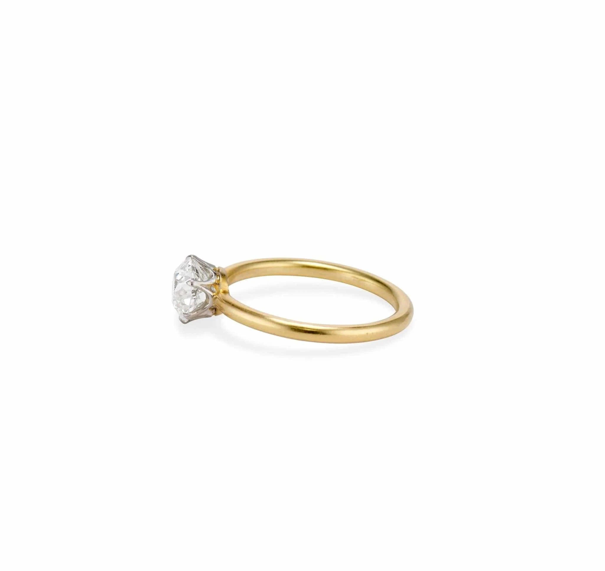Edwardian Tiffany & Co. 1.45 Carat Old European Diamond and Gold Solitaire Engagement Ring - Image 4