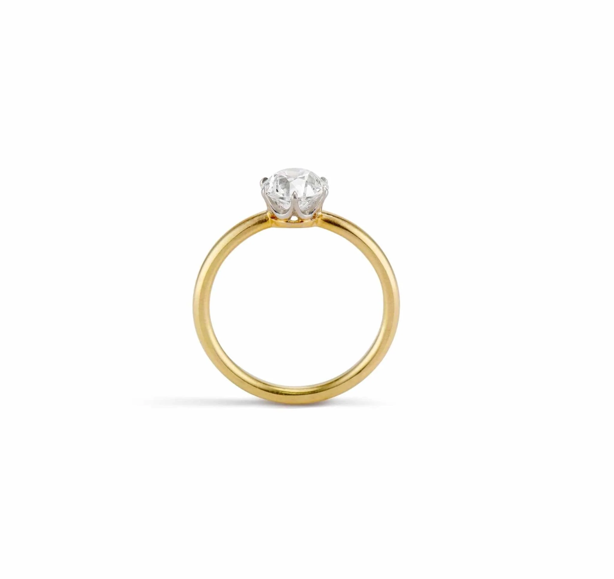 Edwardian Tiffany & Co. 1.45 Carat Old European Diamond and Gold Solitaire Engagement Ring - Image 5