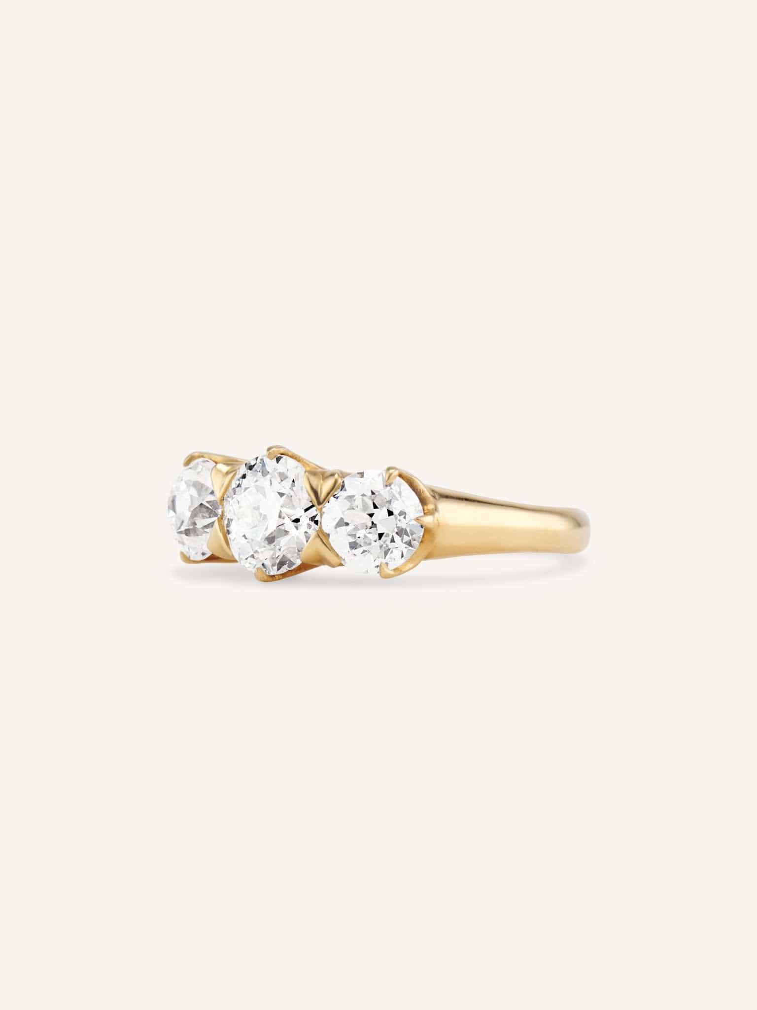 Tiffany & Co. Edwardian Old European Cut Diamond Three Stone Vintage Engagement Ring - Image 4