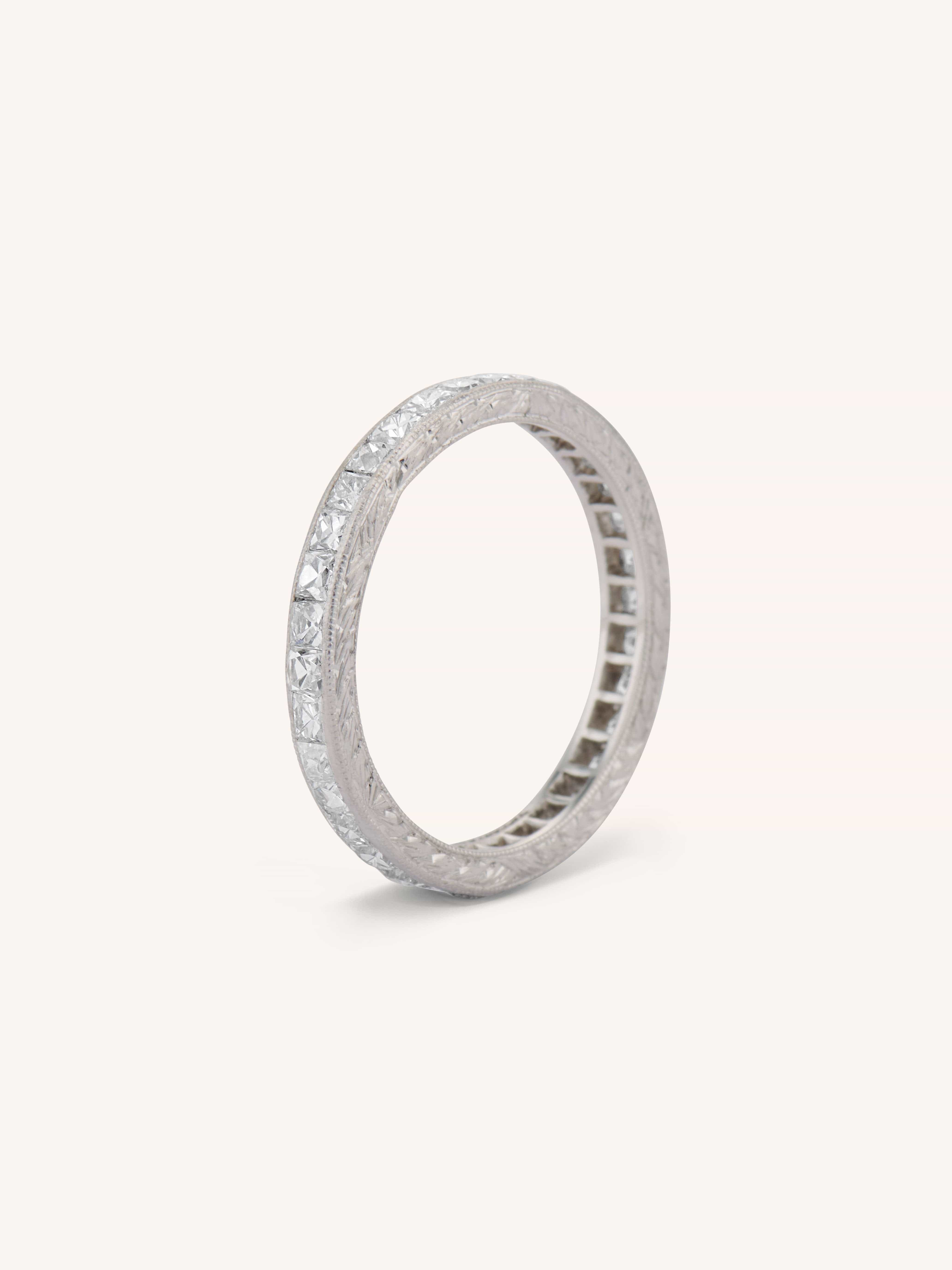 Tiffany & Co. 3 Carat Art Deco French Cut Diamond Platinum Eternity Band - Size 6.5 - Image 4