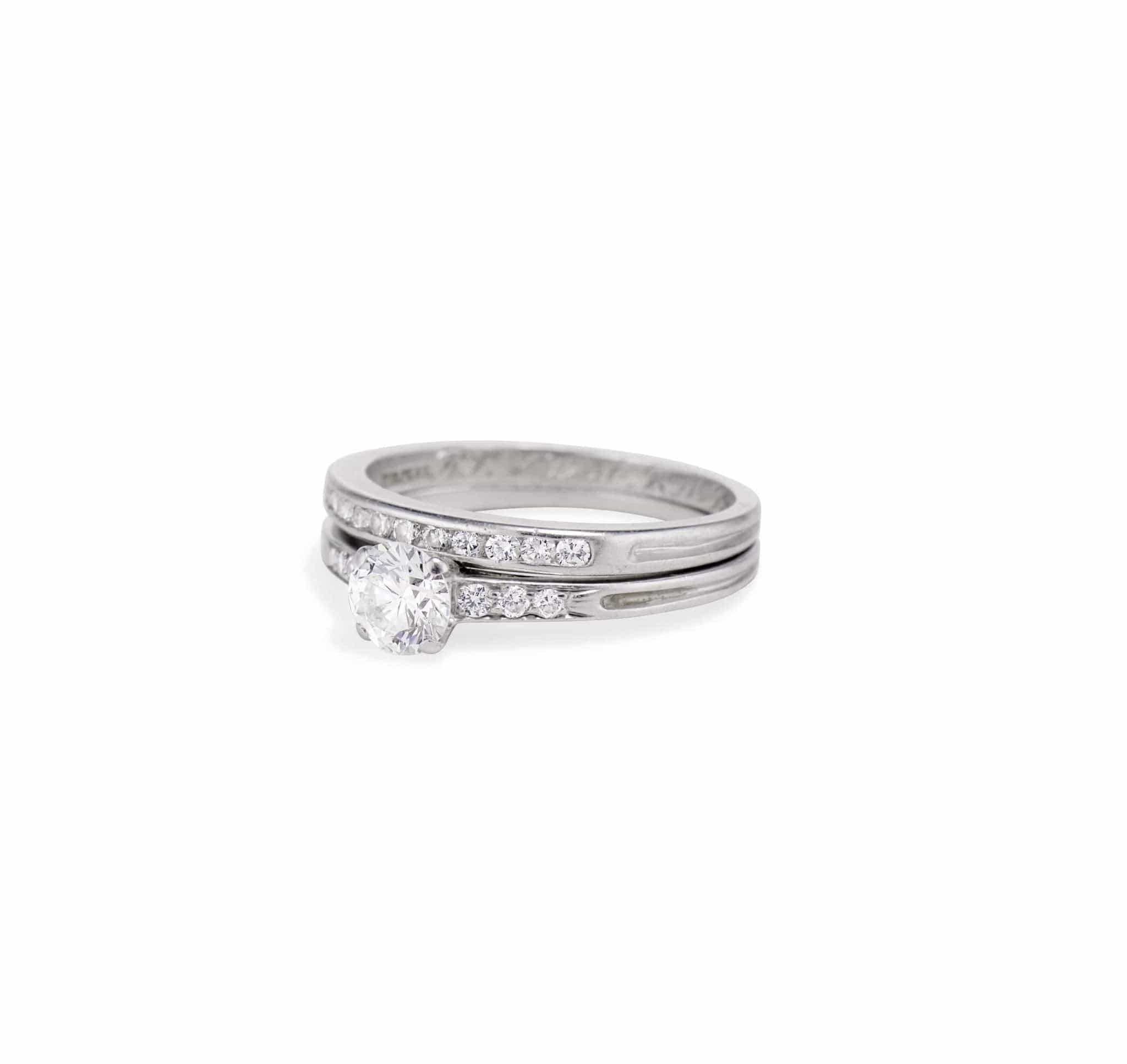 Tiffany & Co. Mid-Century .65 Carat Transitional Diamond and Platinum Wedding Set - Image 2