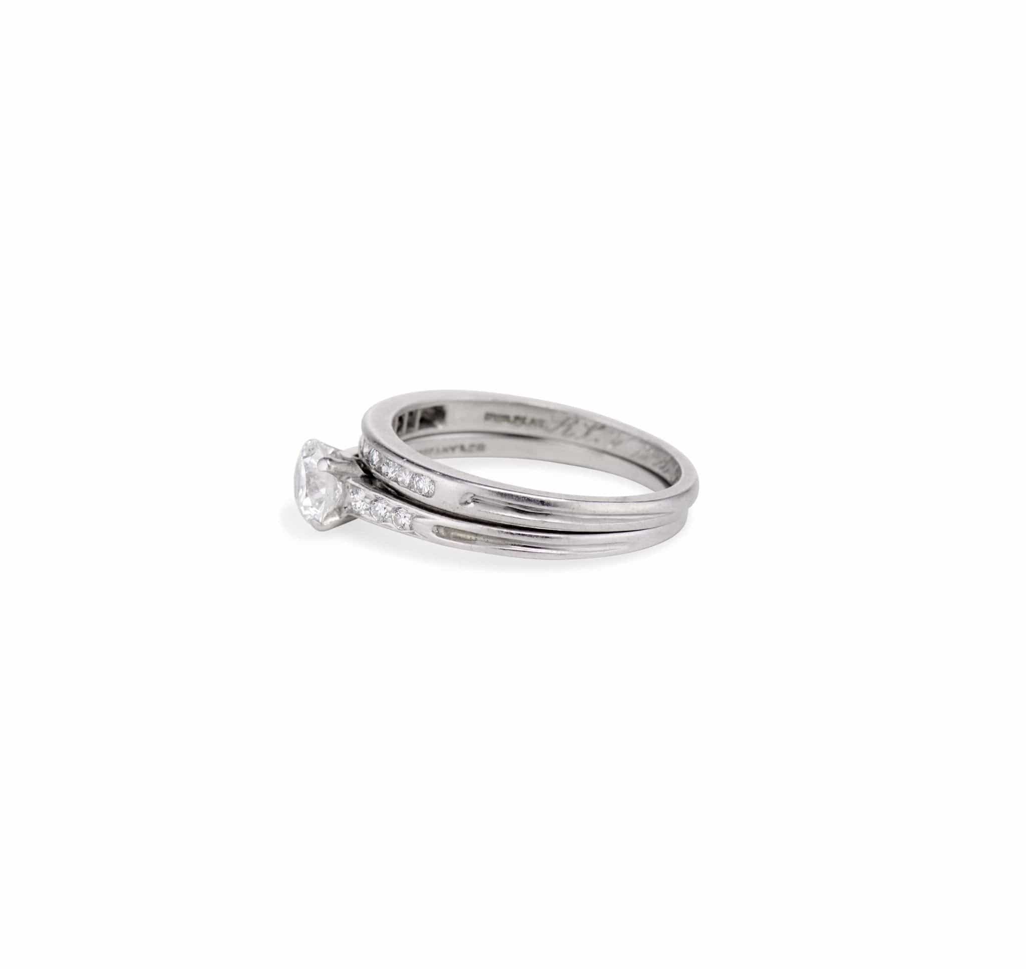 Tiffany & Co. Mid-Century .65 Carat Transitional Diamond and Platinum Wedding Set - Image 3